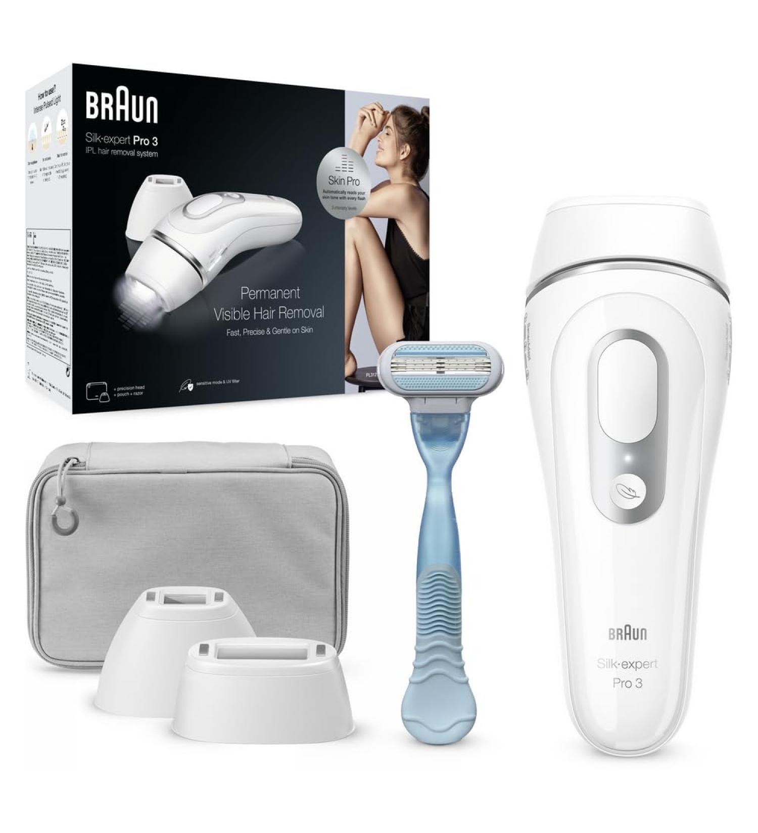 Braun IPL Silk-Expert Pro 3 Hair Removal Gift Set - White/Silver PL3121 - Buy Online on GoSupps.com