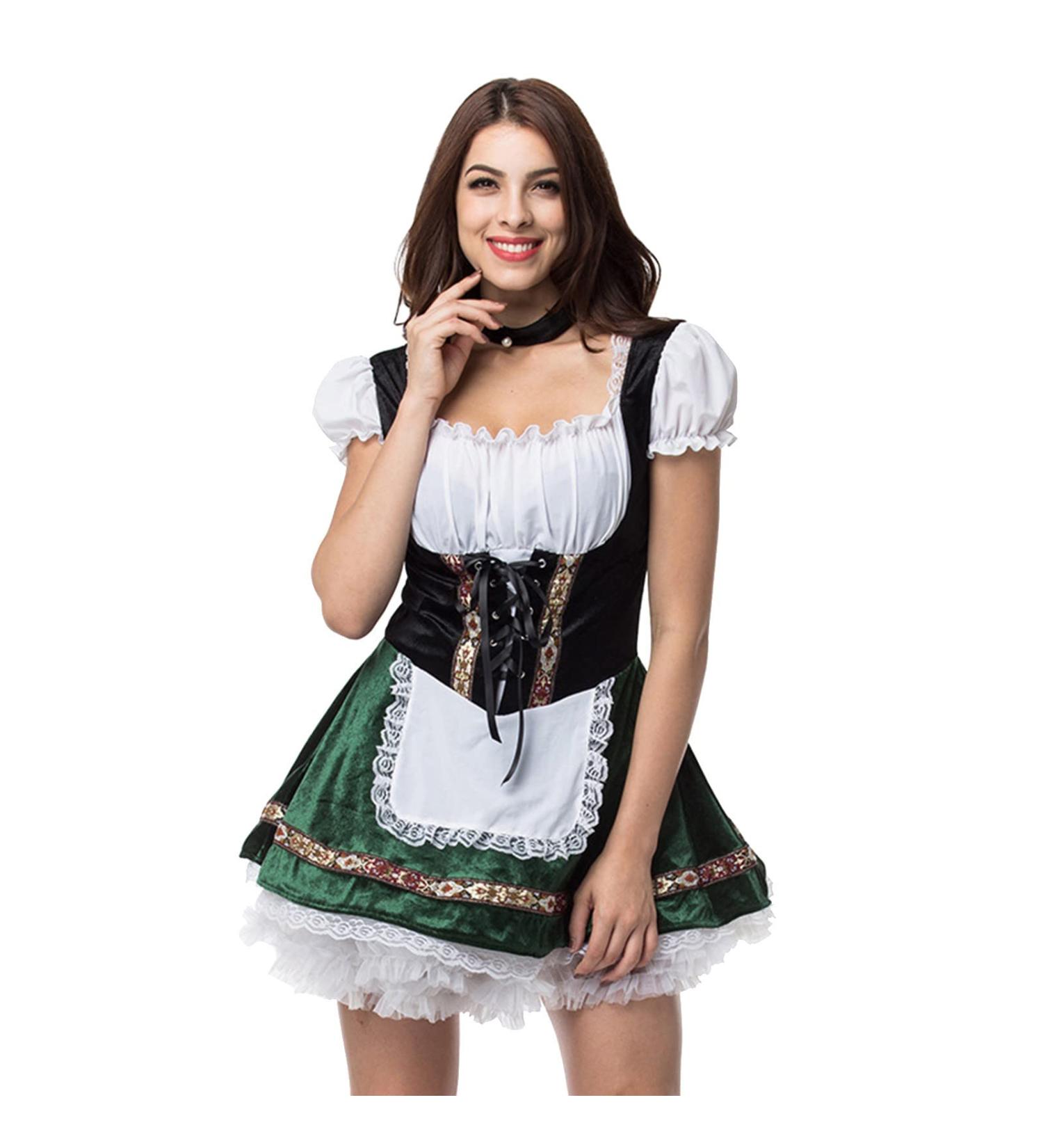 Robe midi Dirndl pour femme - Mode traditionnelle bavaroise - Robe traditionnelle bavaroise - Costume traditionnel bavarois 3XL Vert - Buy Online on GoSupps.com