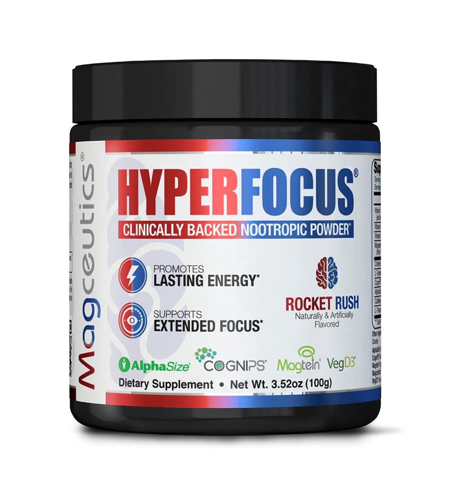 Magceutics Hyperfocus Nootropic Powder - Boost Memory & Cognitive Function - 3.52 Oz (Rocket Rush) - Buy Online on GoSupps.com