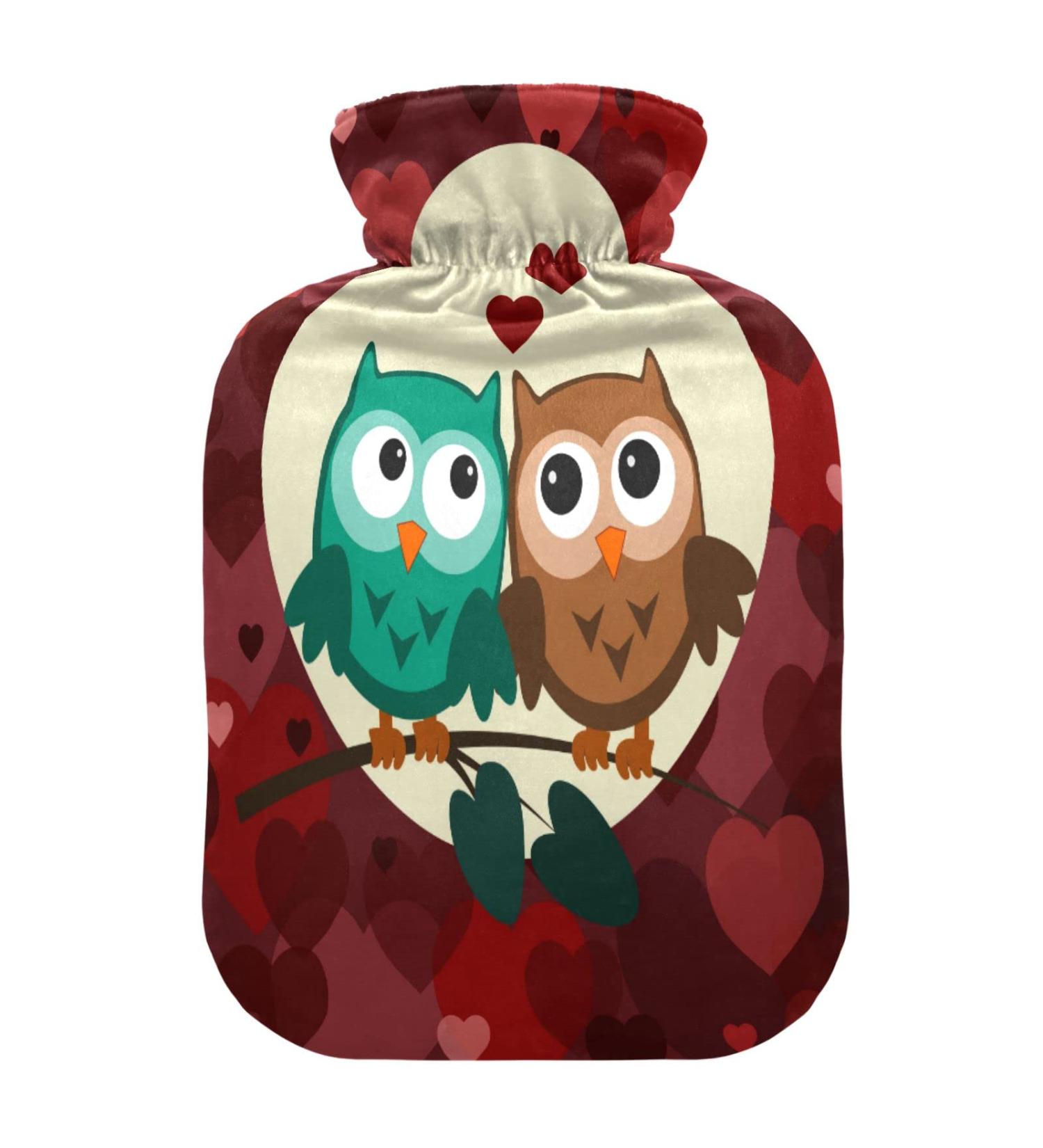 Owl Valentine's Day Hot Water Bottle with Cover | Pain Relief Hot Pack for Women | 1L Perfect Gift - Buy Online on GoSupps.com
