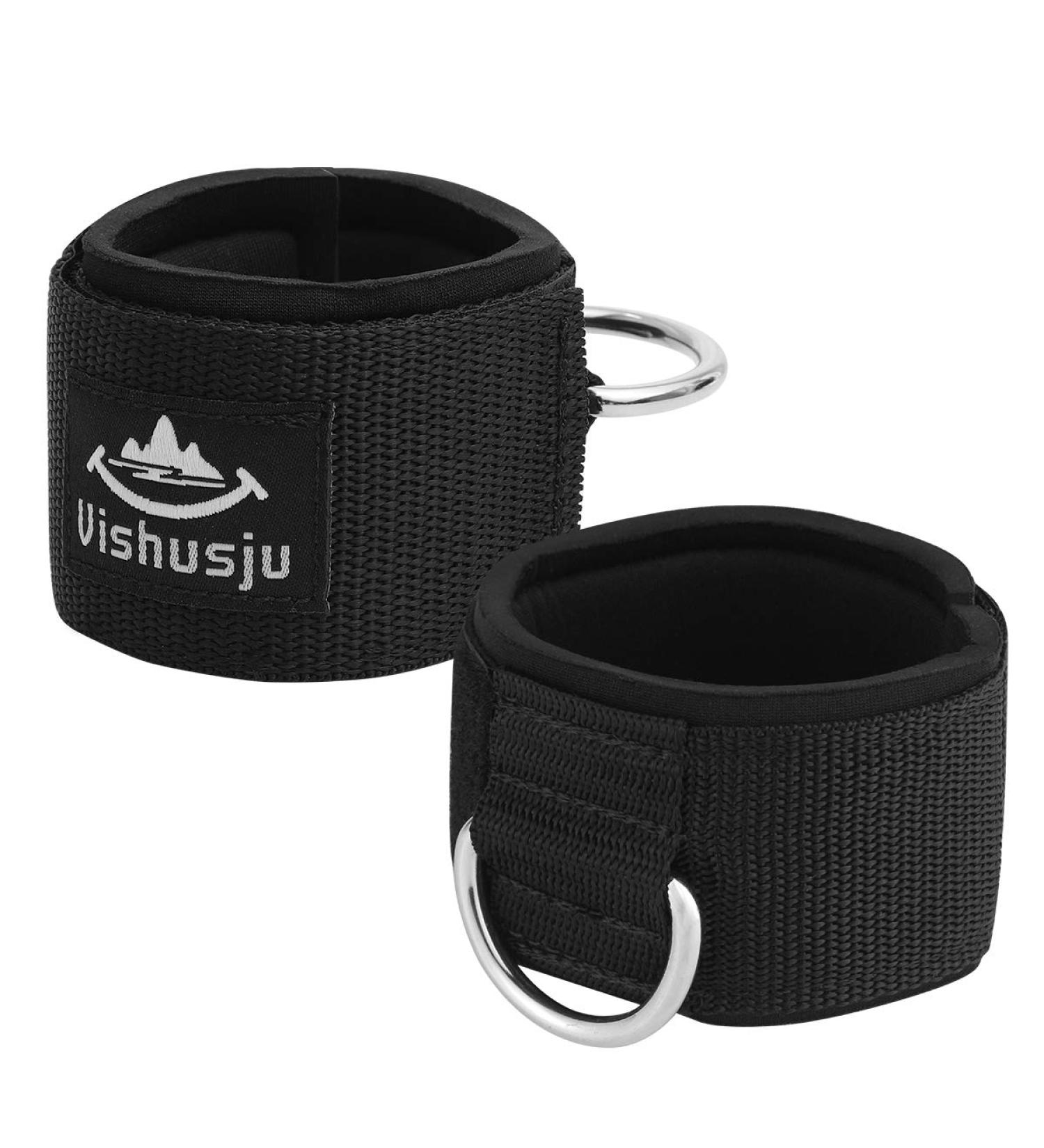 Vishusju Neoprene Ankle Wrist Cuffs with D-Ring for Cable Machines - Adjustable Glute Kickback Straps for Legs Exercise - Buy Online on GoSupps.com