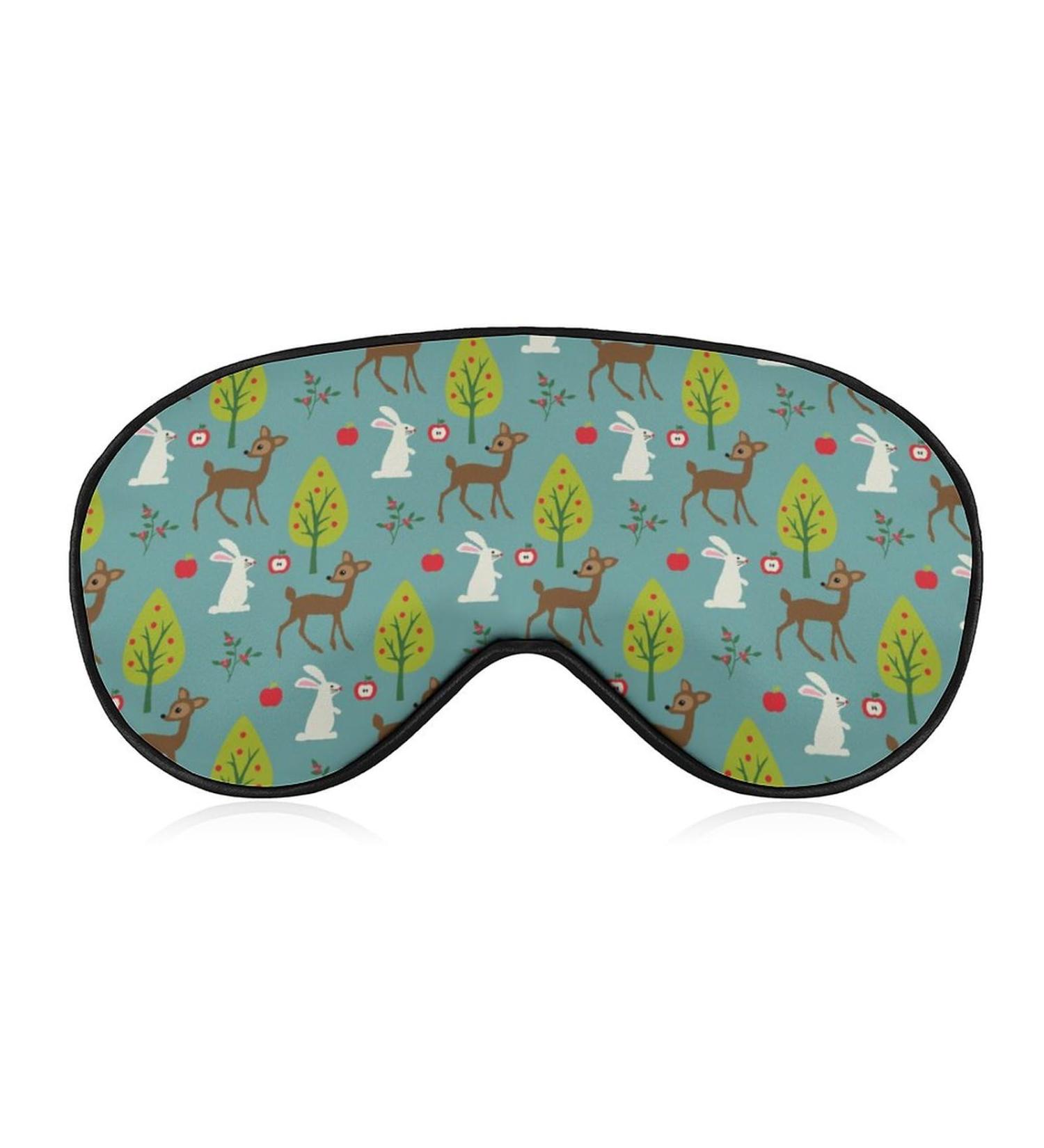 Deer and Rabbit Pattern Sleep Mask Eye Cover for Sleeping Blindfold with Adjustable Strap Blocks Light Night Travel Nap for Men Women - Buy Online on GoSupps.com