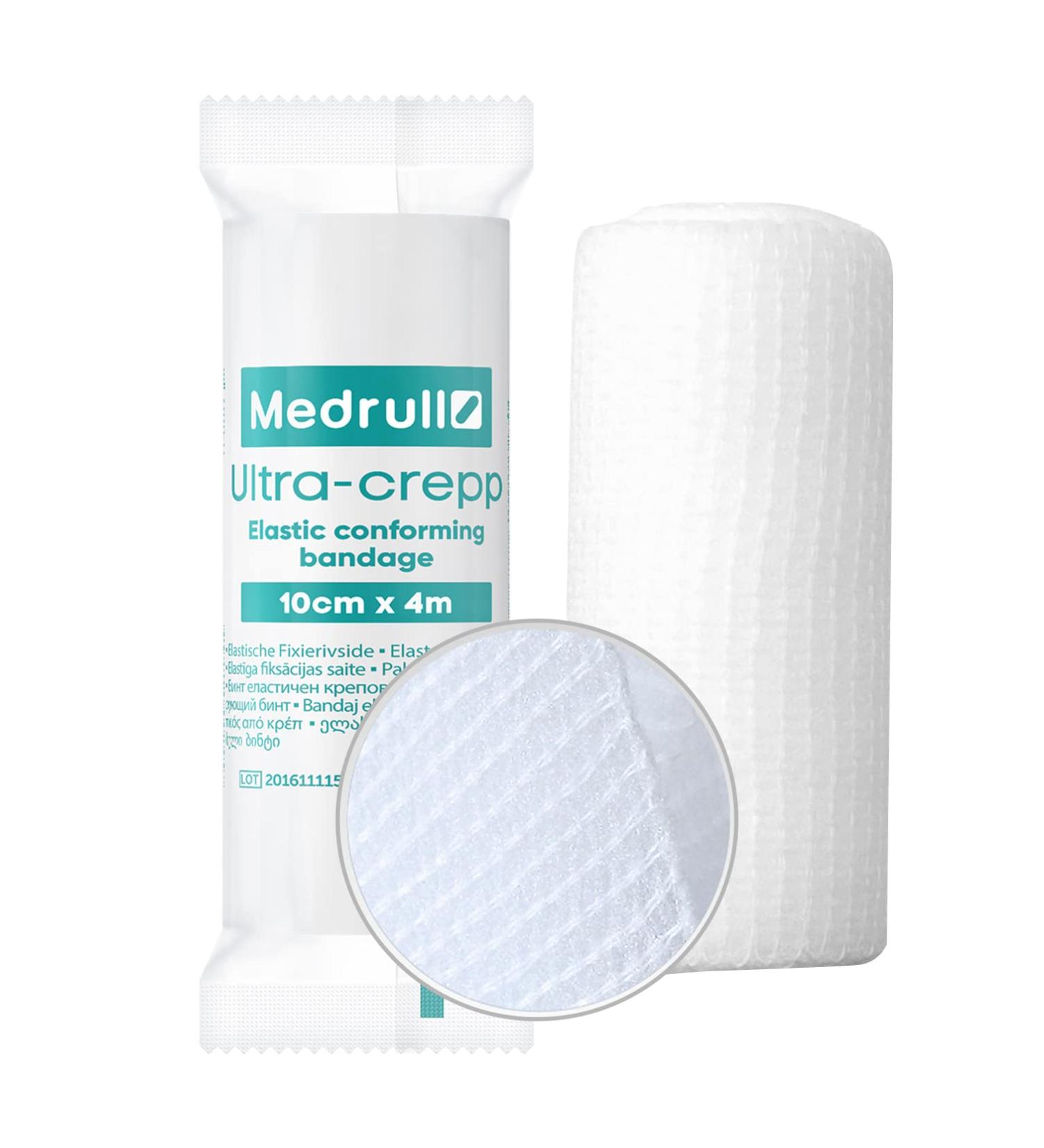 Medrull 10cm x 4m Gauze Bandage Set - Ultra Crepp Fixation Bandages (10 Pieces) - Premium Dressing Material for Quick Healing - Buy Online on GoSupps.com