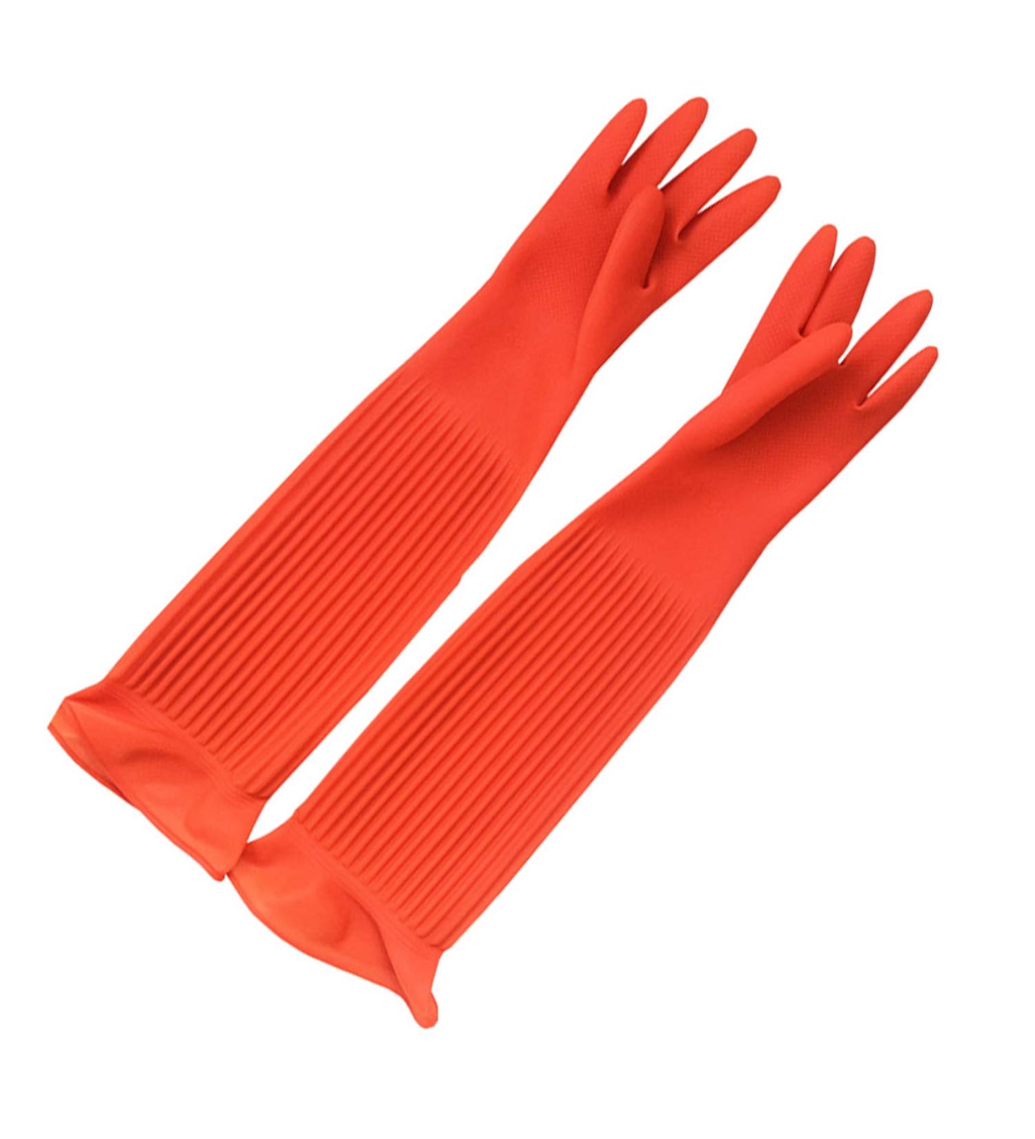 56cm/22inch Natural Rubber Gloves Lengthen Non-Slip Wear-Resisting Household Chores Washing Dishes Washing Clothes Gloves(1 Pairs) - Buy Online on GoSupps.com