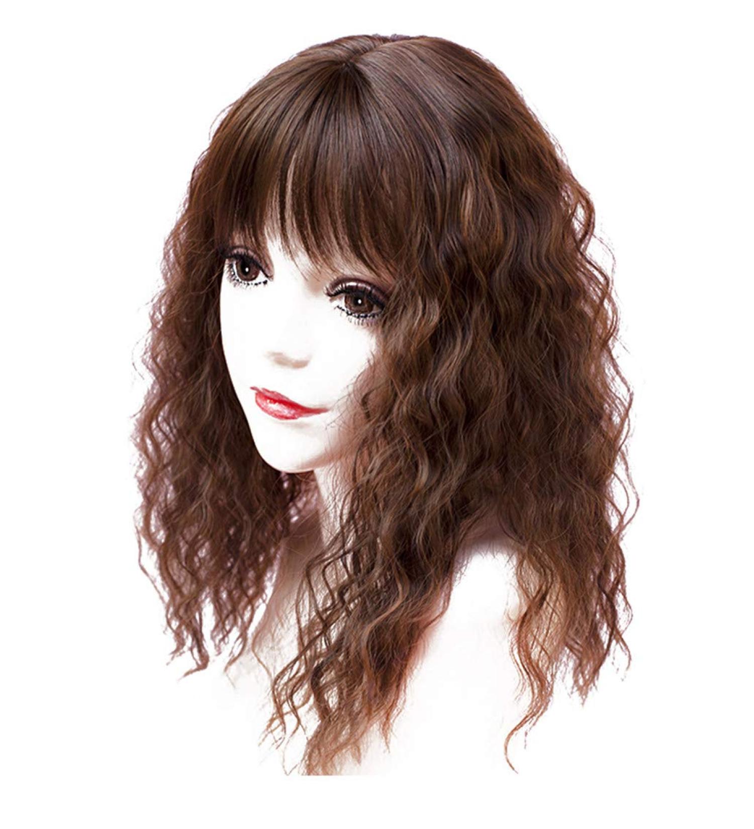 Curly Hair Topper with Ponytail for Women - Soft Synthetic Clip-In Crown Attachment 45cm - Light Brown - Perfect for Thinner Hair - Buy Online on GoSupps.com