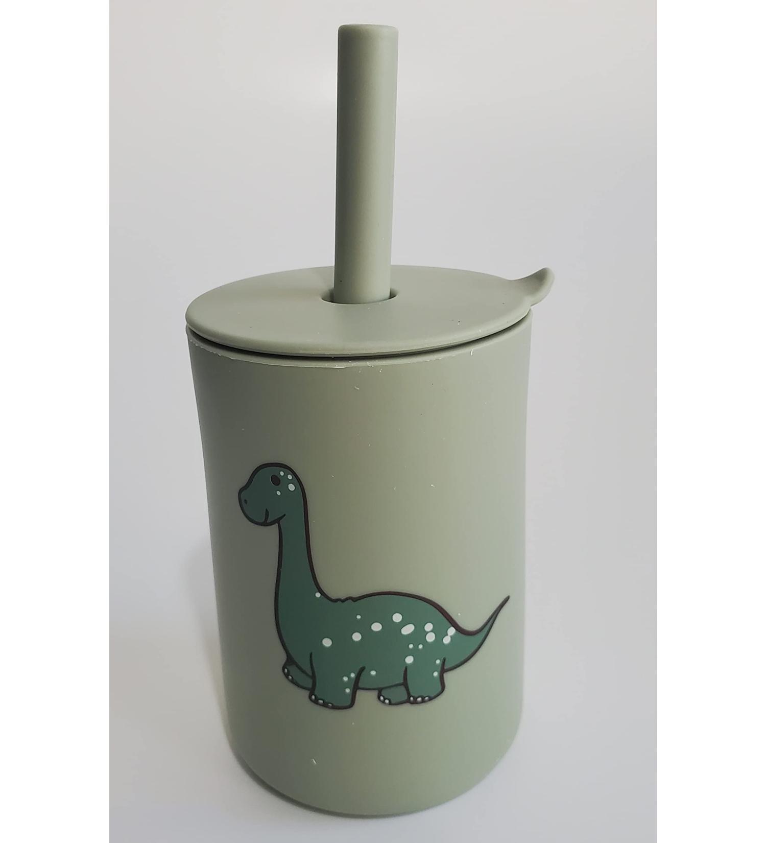 Silicone Toddler Training Cup with Straw - Non-Slip, BPA-Free, Unbreakable | Winter Pear w/ Dinosaur Design - Buy Online on GoSupps.com