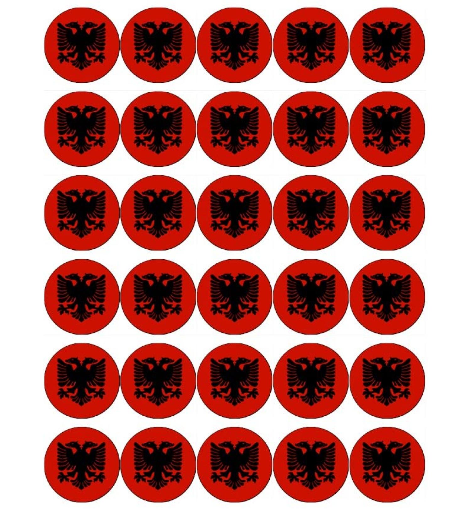 30 Albania Albanian Flags Cupcake Toppers Edible Wafer Paper Fairy Cake Toppers Birthday Cake Decorations