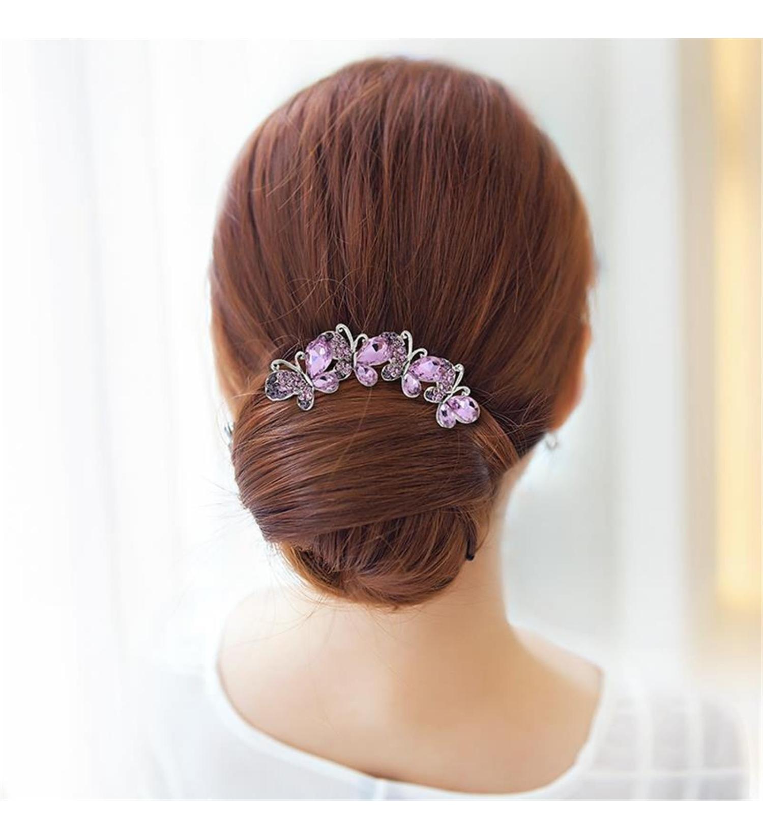 Bridal Wedding Hair Comb Hairpin Hair Comb Headdress Temperament Plug Comb Hair for Women and Girls (Color : Purple Size : 9.5x8.3cm) 9.5x8.3cm Purple