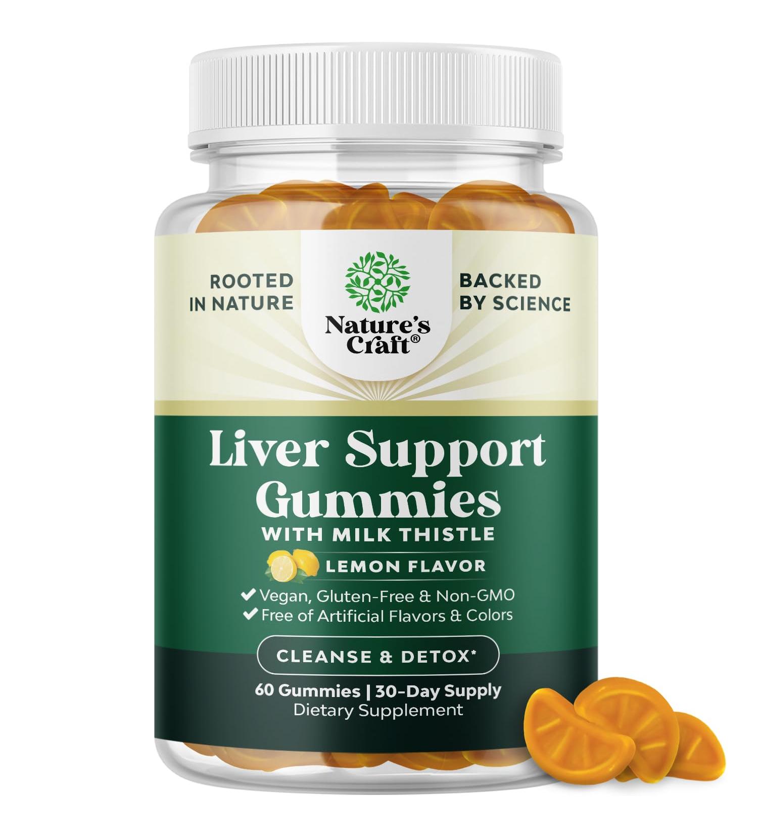 Cleansing Herbal Liver Detox Gummies Support Milk Thistle with Artichoke Extract Turmeric Curcumin and L-Carnitine - Vegan Non-GMO Sweet Lemon (30 Servings) 60 Count (Pack of 1) - Buy Online on GoSupps.com