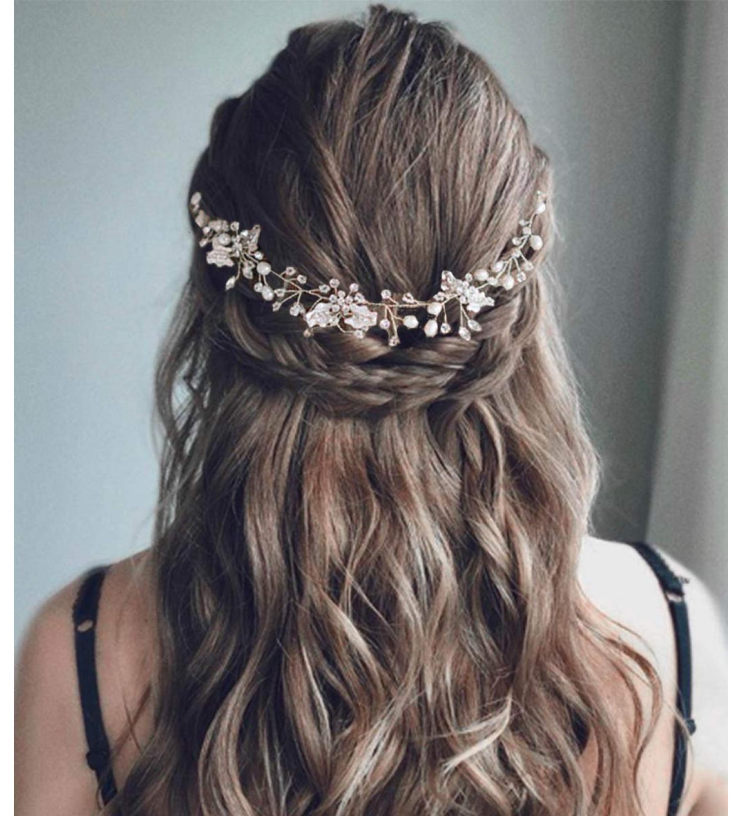 Unicra Hair Comb with Crystals - Bridal Wedding Hair Accessories for Women & Girls - Silver Flower Hairpieces - Buy Online on GoSupps.com