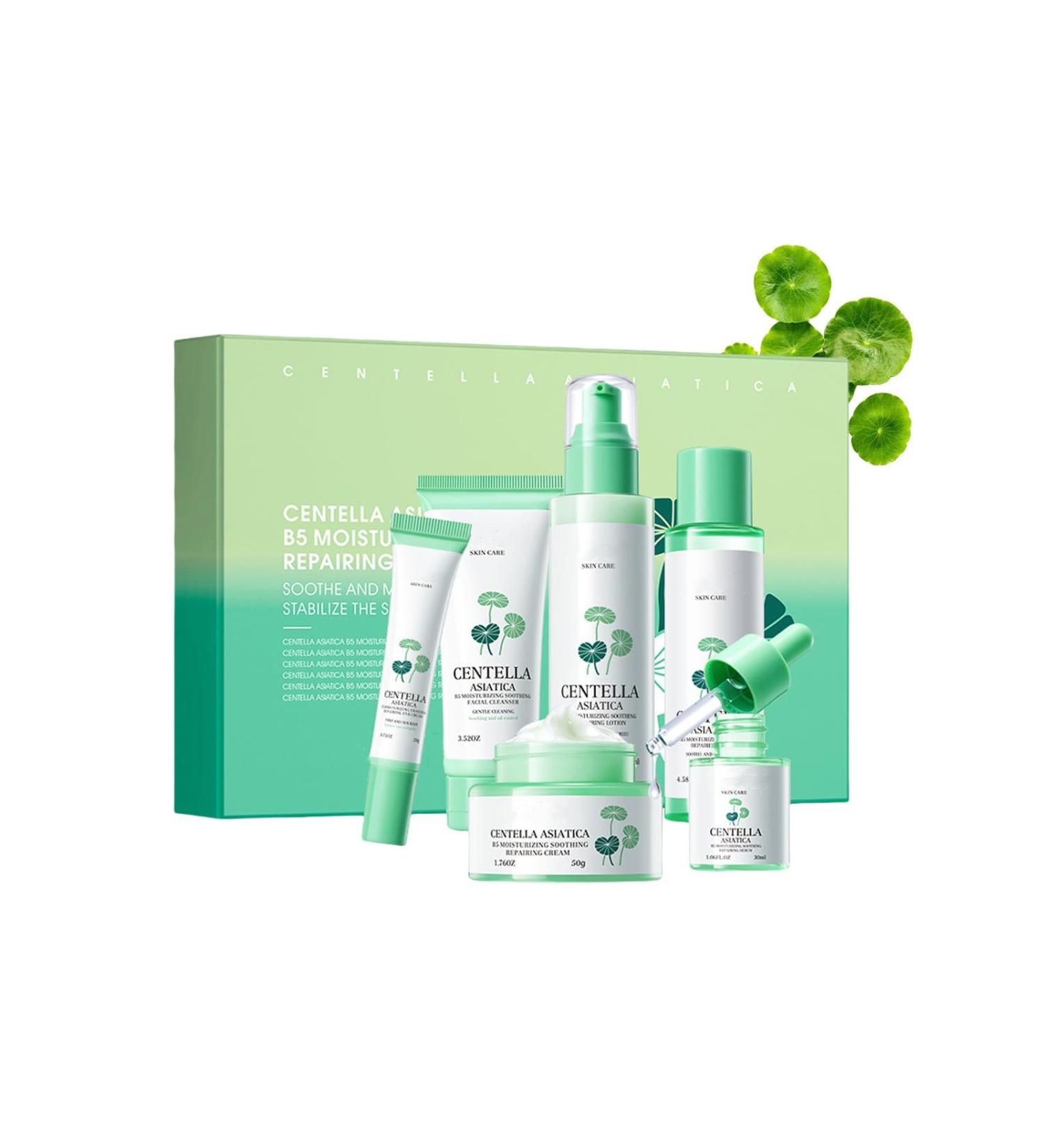 Centella Asiatica Skincare Set 6 Piece Hydrating Skin Care Routine Kit Women Beauty Gift Set with Cleanser Toner Serum Eye Cream Lotion and Cream Self Care Gifts For Teen Girls & Women - Buy Online on GoSupps.com