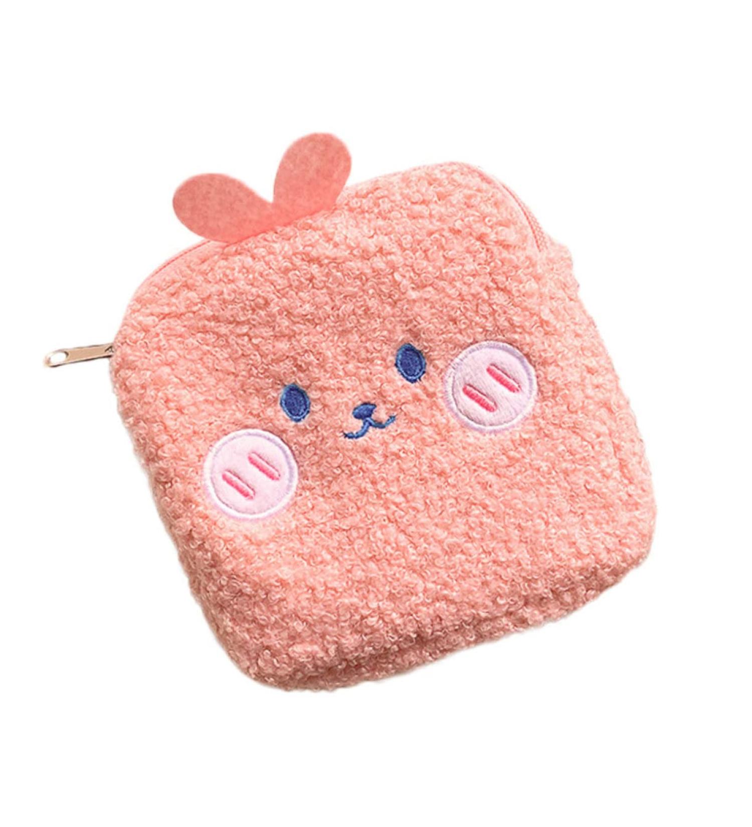Healifty Mini Zipper Pouch for Sanitary Napkins and Makeup - Cute Plush Purse for Teen Girls - Buy Online on GoSupps.com