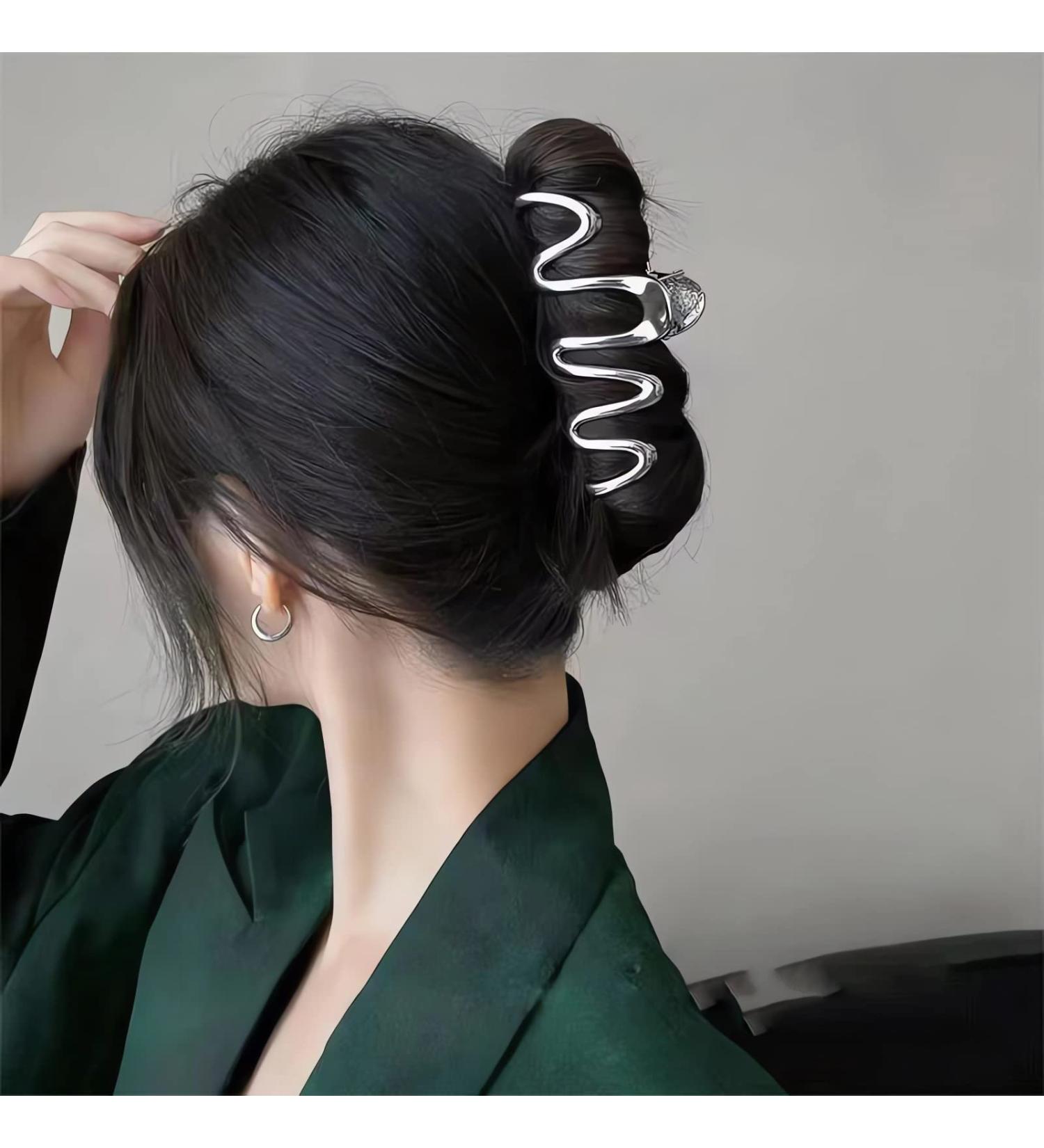 Silver Wave Irregular Metal Claw Clip - Extra Large Fashion Hair Clip for Women - Buy Online on GoSupps.com