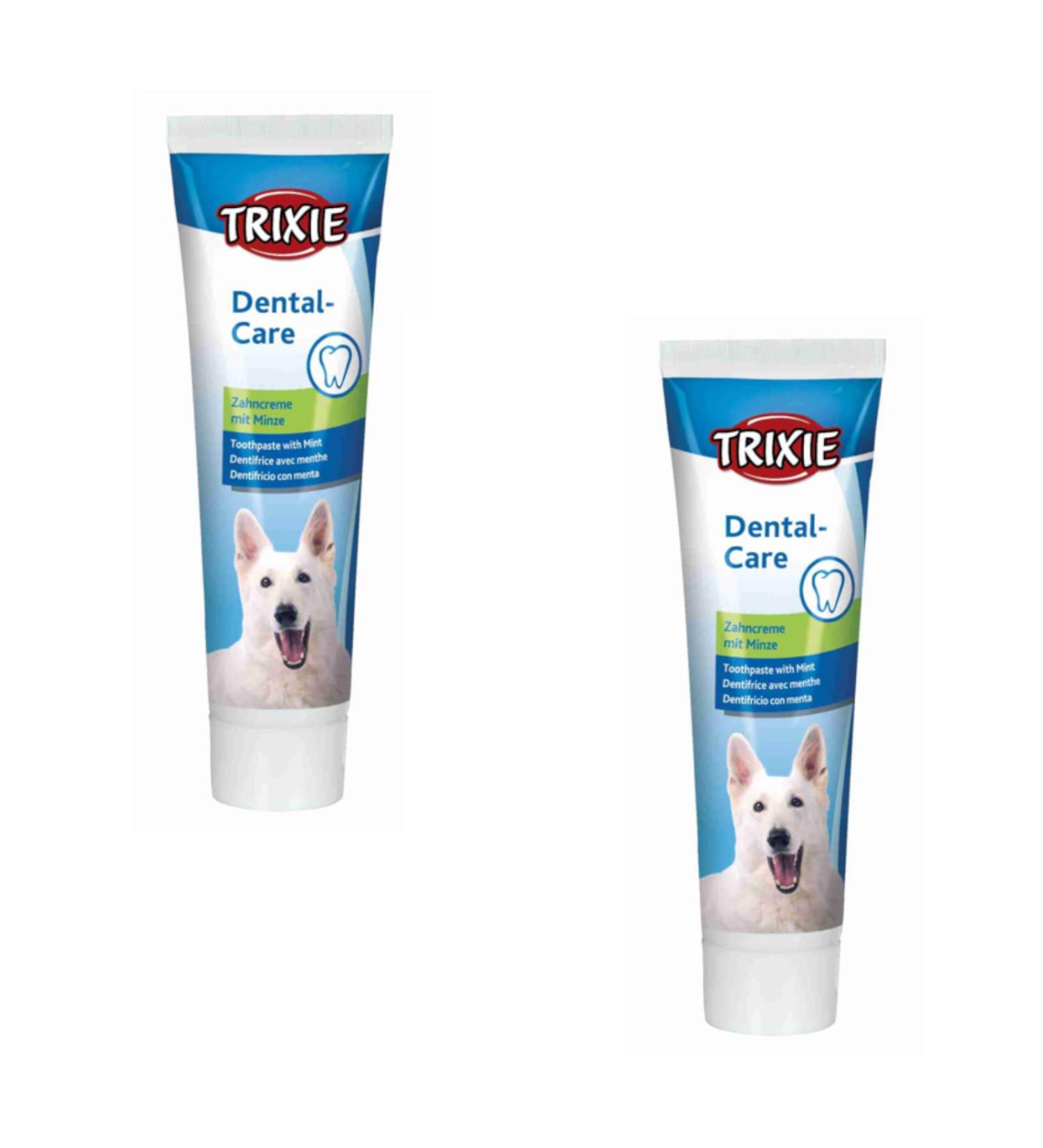 Trixie Dental Care Mint Toothpaste for Dogs | Double Pack 2 x 100g | Supports Dental Health & Oral Hygiene | Prevents Tartar & Plaque - Buy Online on GoSupps.com