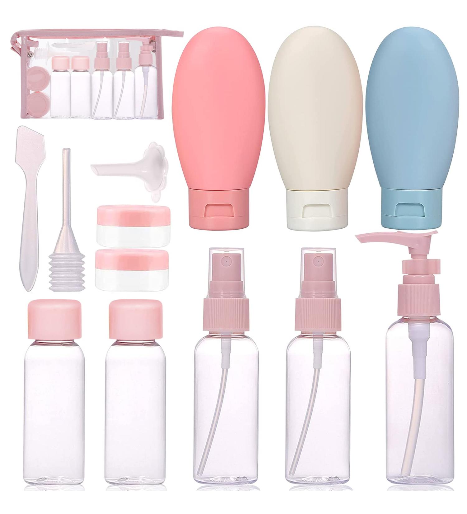 13-Piece Travel Bottles Set - Small Cosmetics Container with Transparent Bag | Run-Off Safe Travel Essentials - Buy Online on GoSupps.com