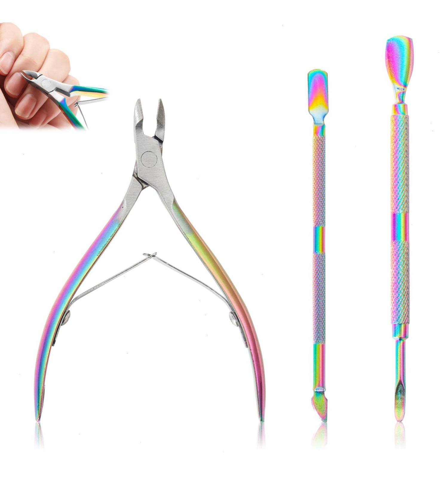 Colorful Cuticle Trimmer Cuticle Nippers with Cuticle Pusher Cuticle Cutter Nail Cuticle Nipper Clipper Durable Dead Skin Clipper Manicure Pedicure Tools - Buy Online on GoSupps.com