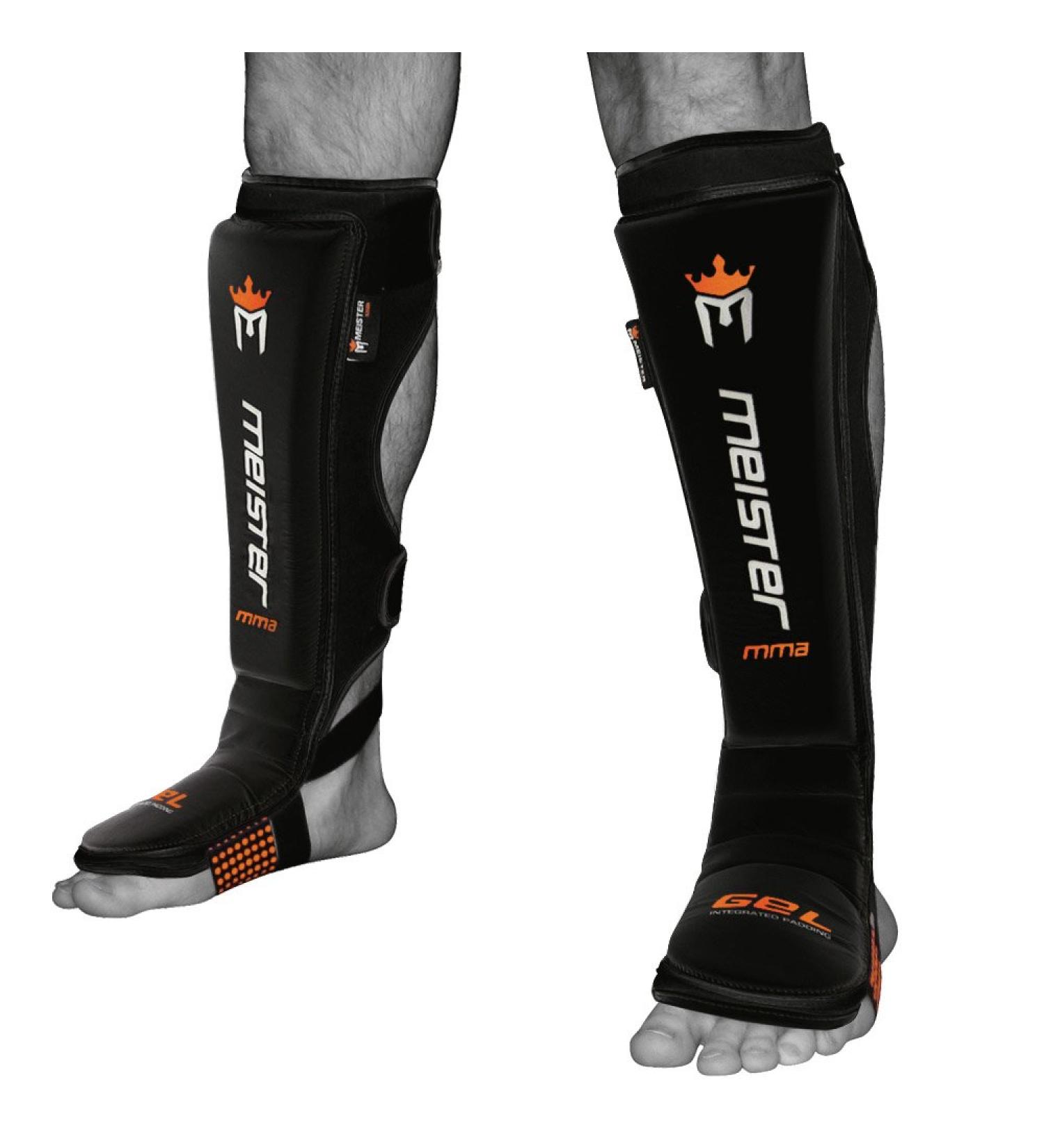 Meister Edge Leather Instep Shin Guards w/Gel Padding (Black, S/M) - Pair - Buy Online on GoSupps.com