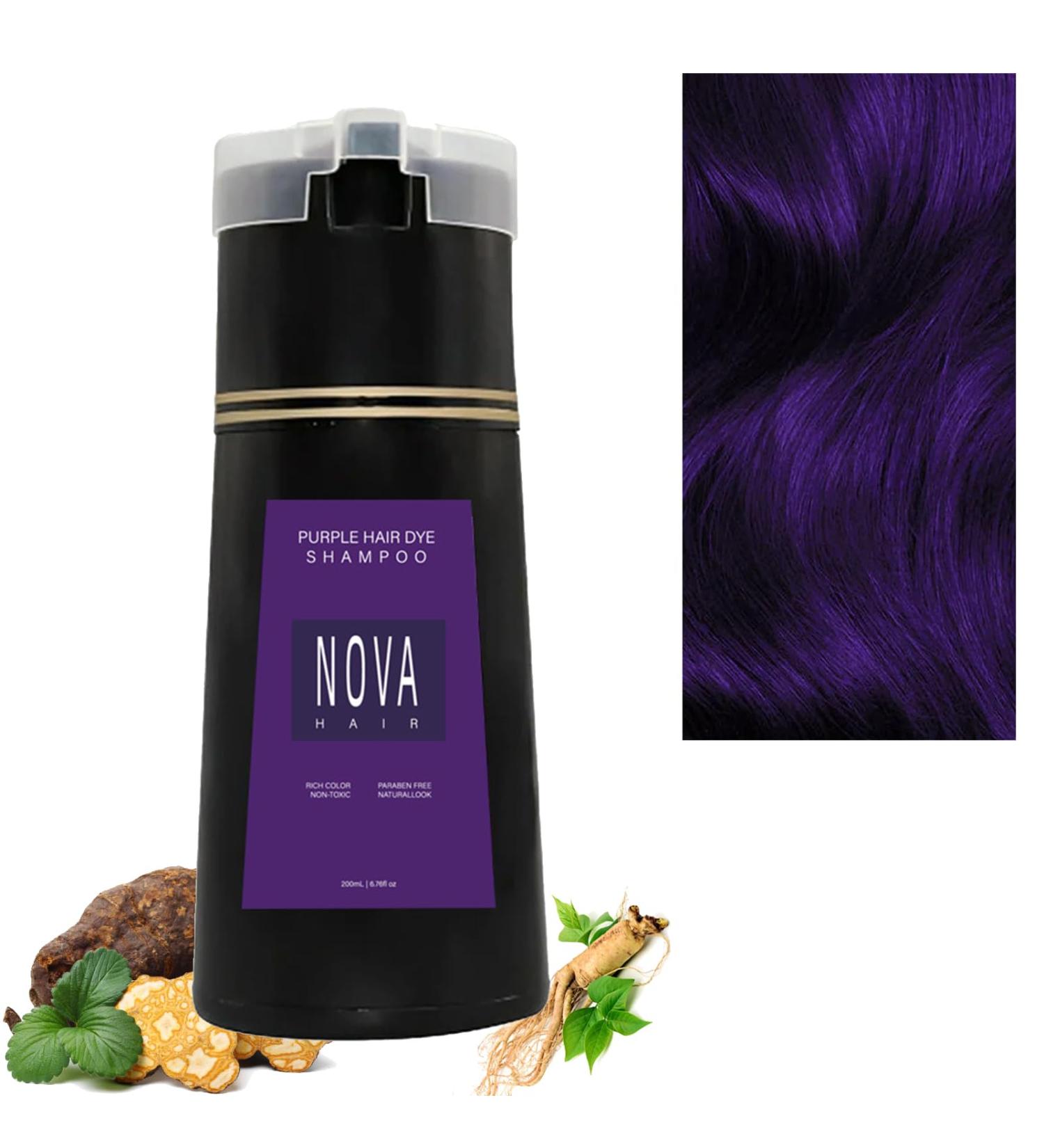 2024 Instant Dye Shampoo Dye Shampoo Quick Easy And Safe Hair Coloring Solution Instant Dye Shampoo For Men Women (Purple) - Buy Online on GoSupps.com