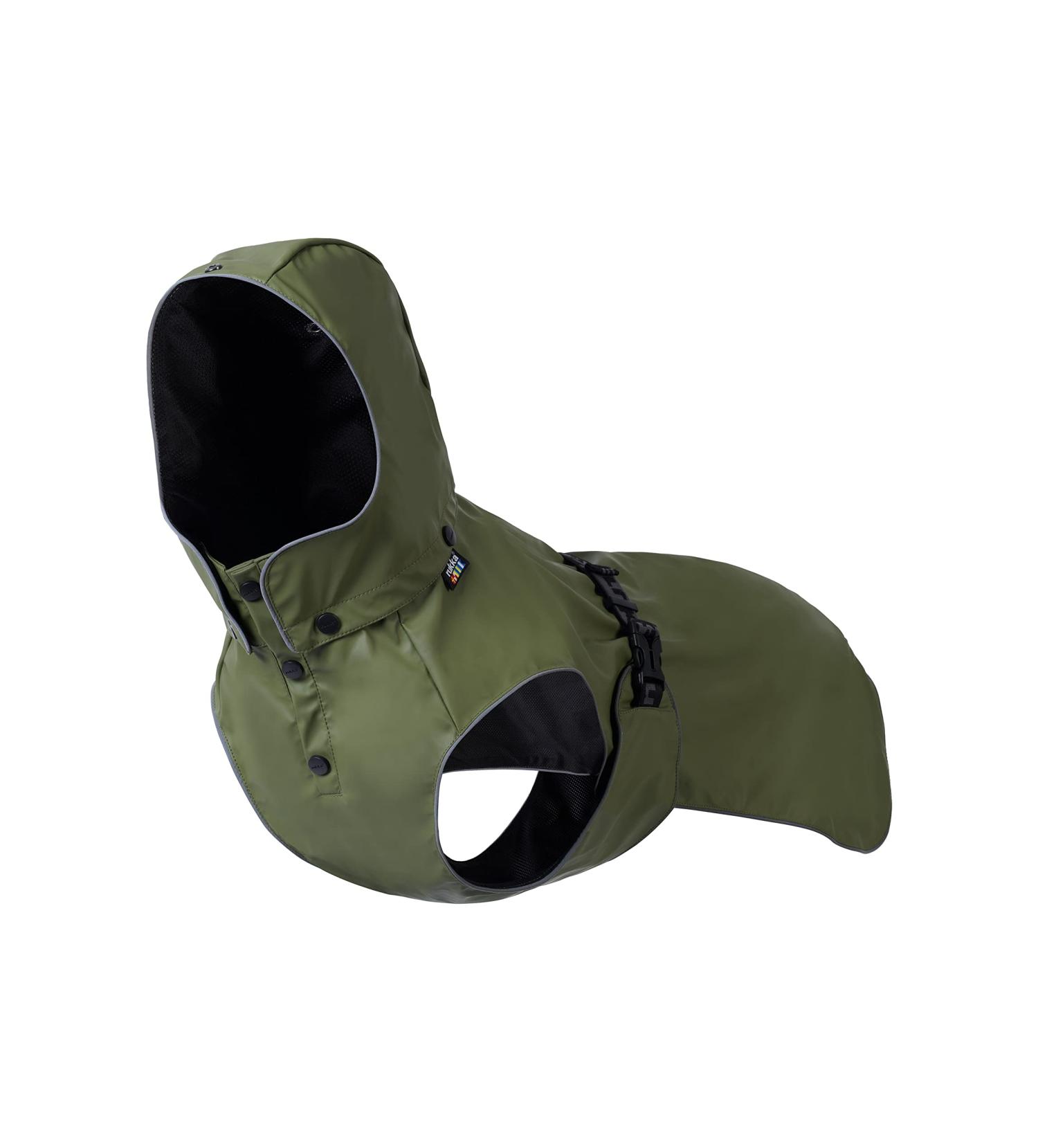 Rukka Pets STREAMY ECO Raincoat for Dogs - Dark Olive Green | Durable & Eco-Friendly Dog Rain Gear - Buy Online on GoSupps.com