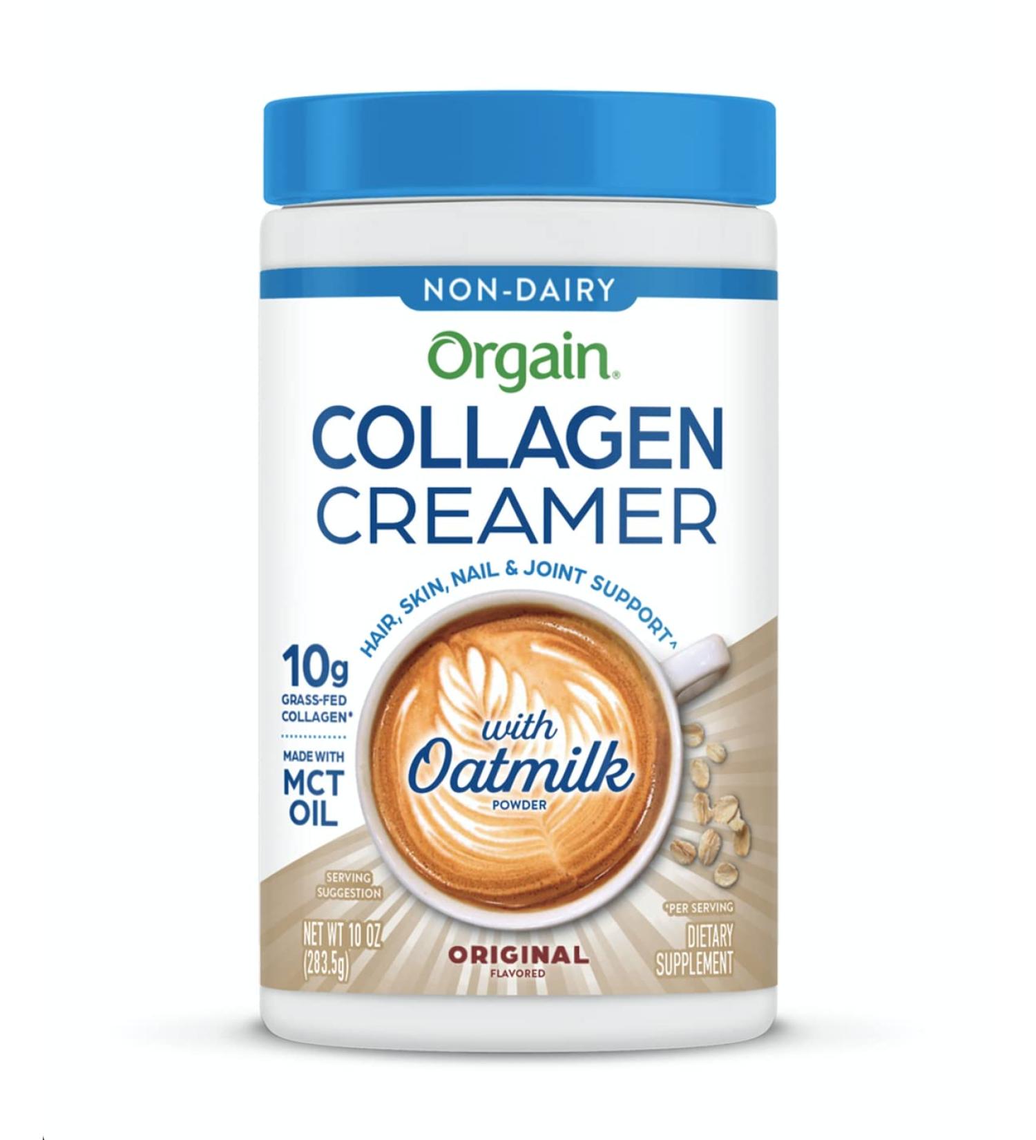 Orgain Collagen Creamer with Organic Oatmilk Powder - 10g Grass-Fed Collagen, MCT, Avocado & Coconut Oil - Non-Dairy, Non-GMO - 10 oz - Buy Online on GoSupps.com