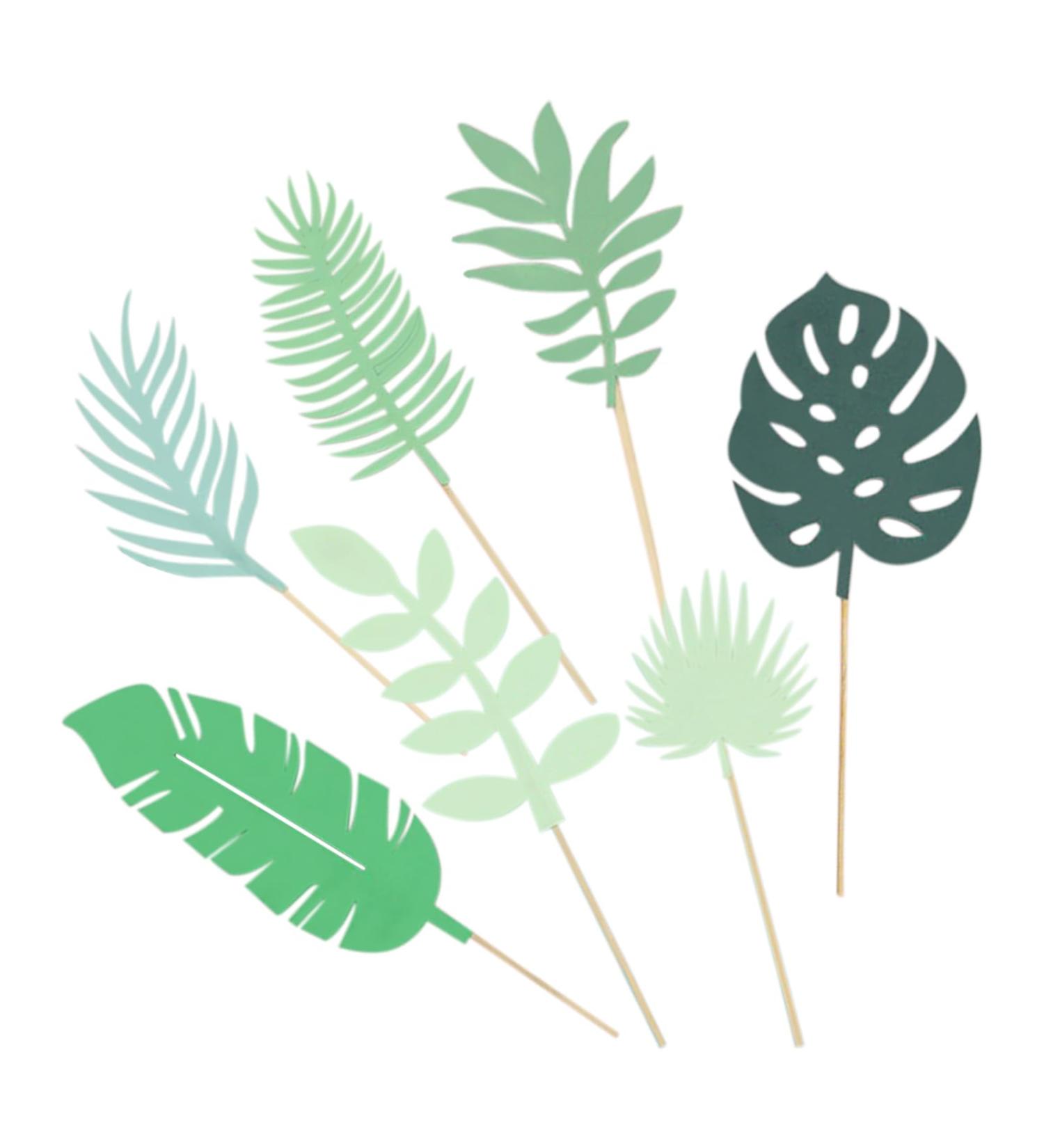 7Pcs Tropical Palm Leaves Cake Topper Greenery Cake Decorations Palm Leaves Personalised Birthday Cake Decoration Green Leaf Forest Cupcake for Hawaiian Themed Birthday Party Supplies - Buy Online on GoSupps.com