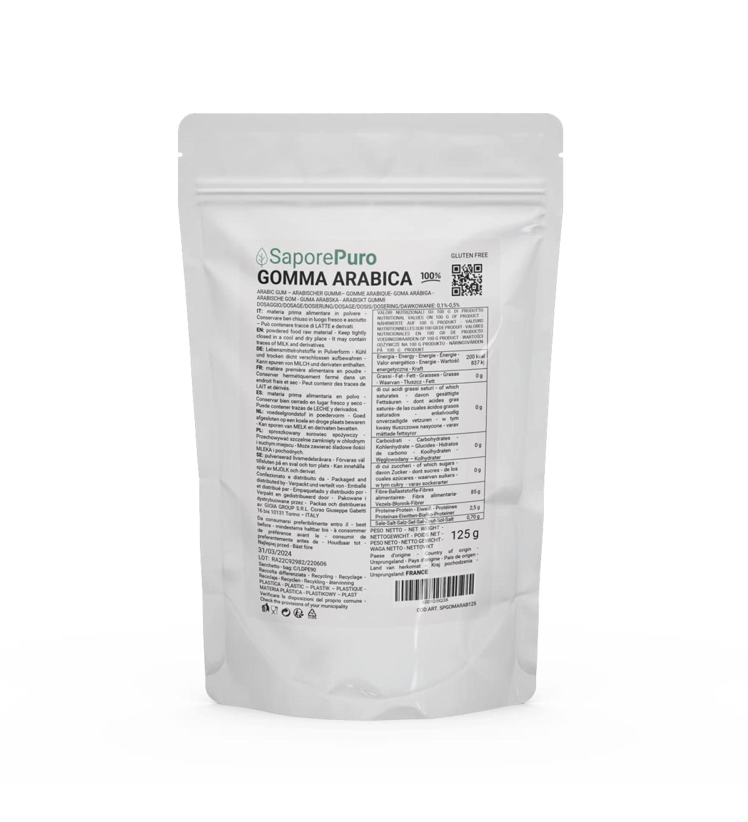 Saporepuro Gum Arabicum powder 125 gr - Arabic gum - Arabic gum powder 125.00 g (1 pack)