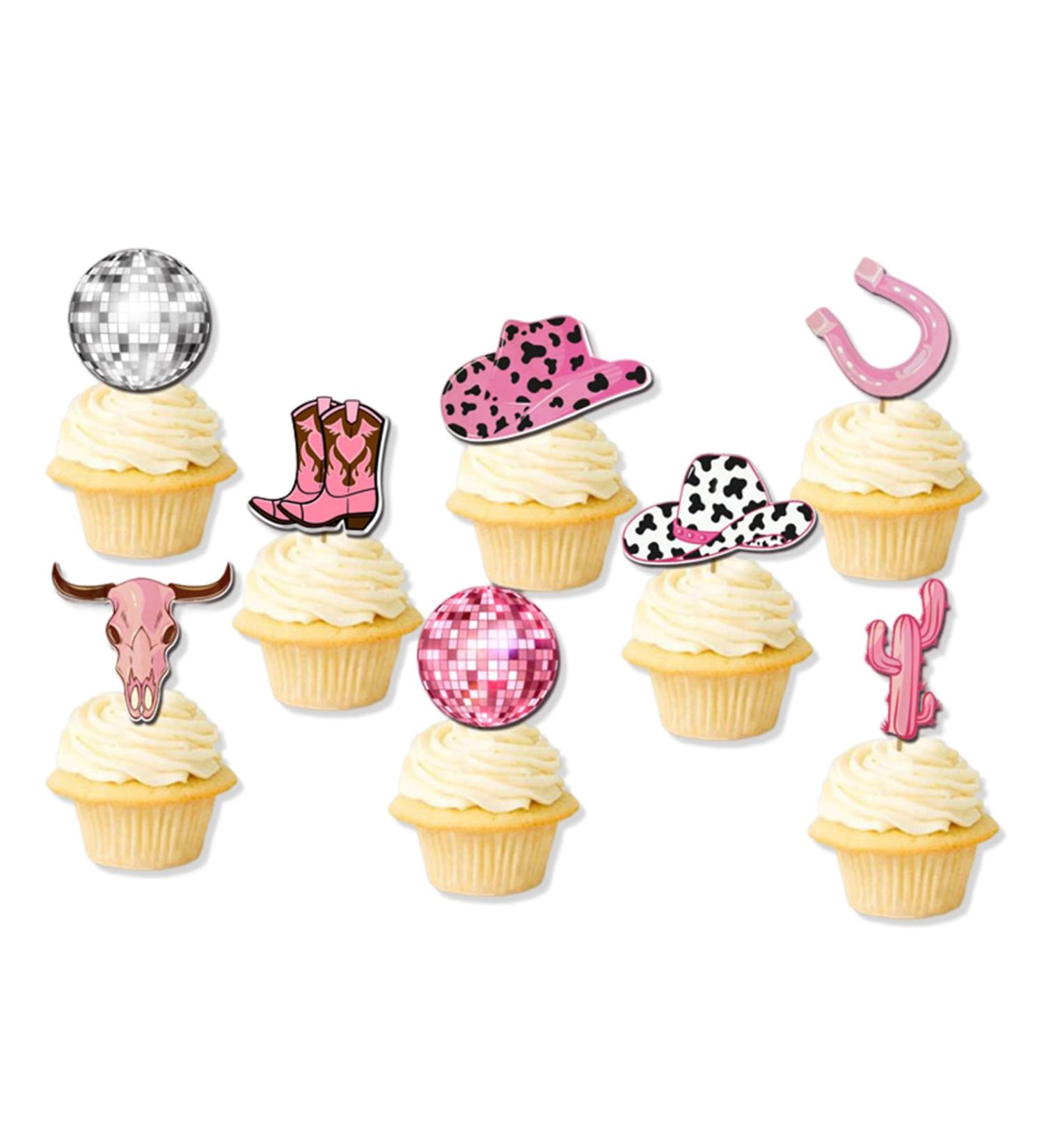 8Pcs Cowgirl Cupcake Toppers Disco Ball Pink Cowgirl Hats Boots Cactus Cupcake Toppers Cupcake Toppers for Western Theme Baby Shower Disco Cowgirl Bachelorette Birthday Party Decorations Supplies - Buy Online on GoSupps.com