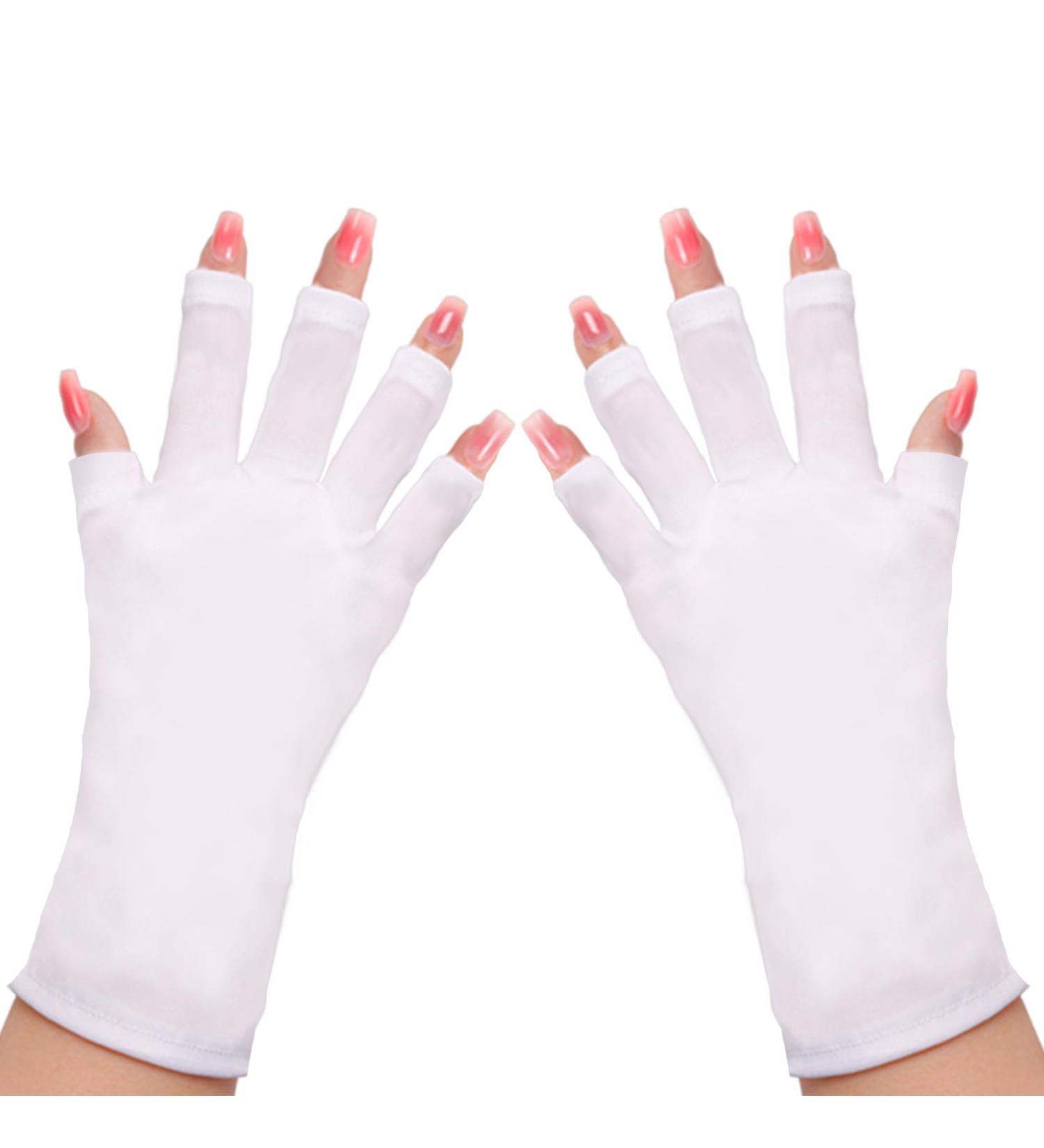 1 Pair UV Gloves for Gel Nails - UPF50+ High-tech UV Protection Gloves for Manicures Anti UVA&UVB UV Nail Gloves for Nail Lamp Skin Care Fingerless Gloves Protect Hands from UV Harm (White) - Buy Online on GoSupps.com