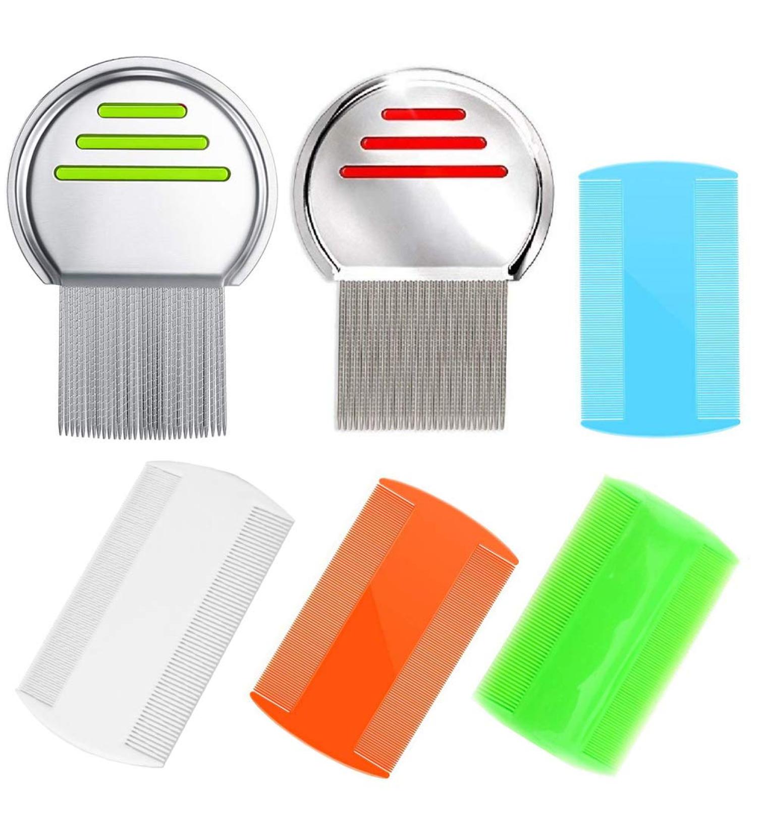 6 PCS Double Sided Metal Teeth Lice Combs - Fine Tooth Head Lice Vacuum Combs for Kids, Adults, Pets - Stainless Steel Nit Comb for Long Hair - Buy Online on GoSupps.com