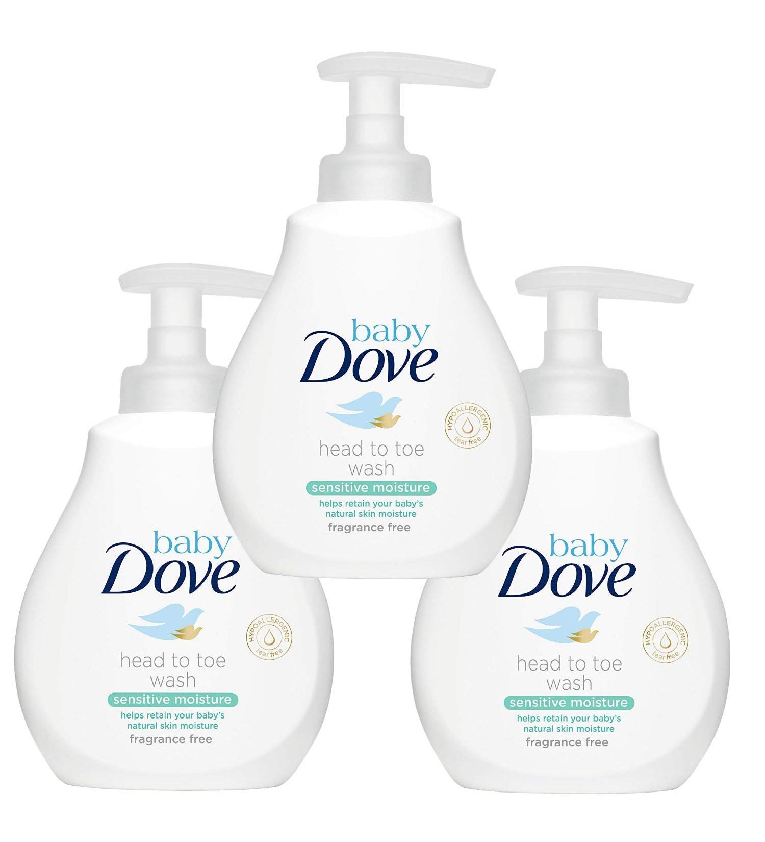 Dove Baby Sensitive Moisture Head to Toe Body Wash Pump - 6.76 Fl Oz / 200 mL x 3 Pack, Fragrance Free Fragrance Free 6.76 Fl Oz (Pack of 3)