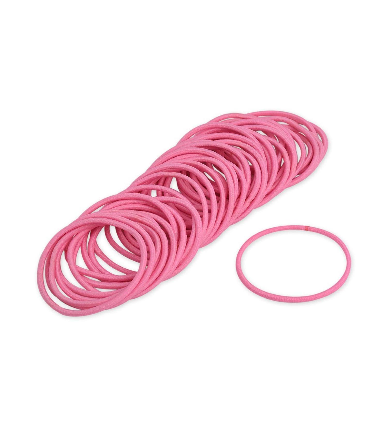 SCSpecial 50 Pieces Pink Hair Elastics | 2.5mm Elastic Hair Bands & Ponytail Holders - International Shipping Available - Buy Online on GoSupps.com