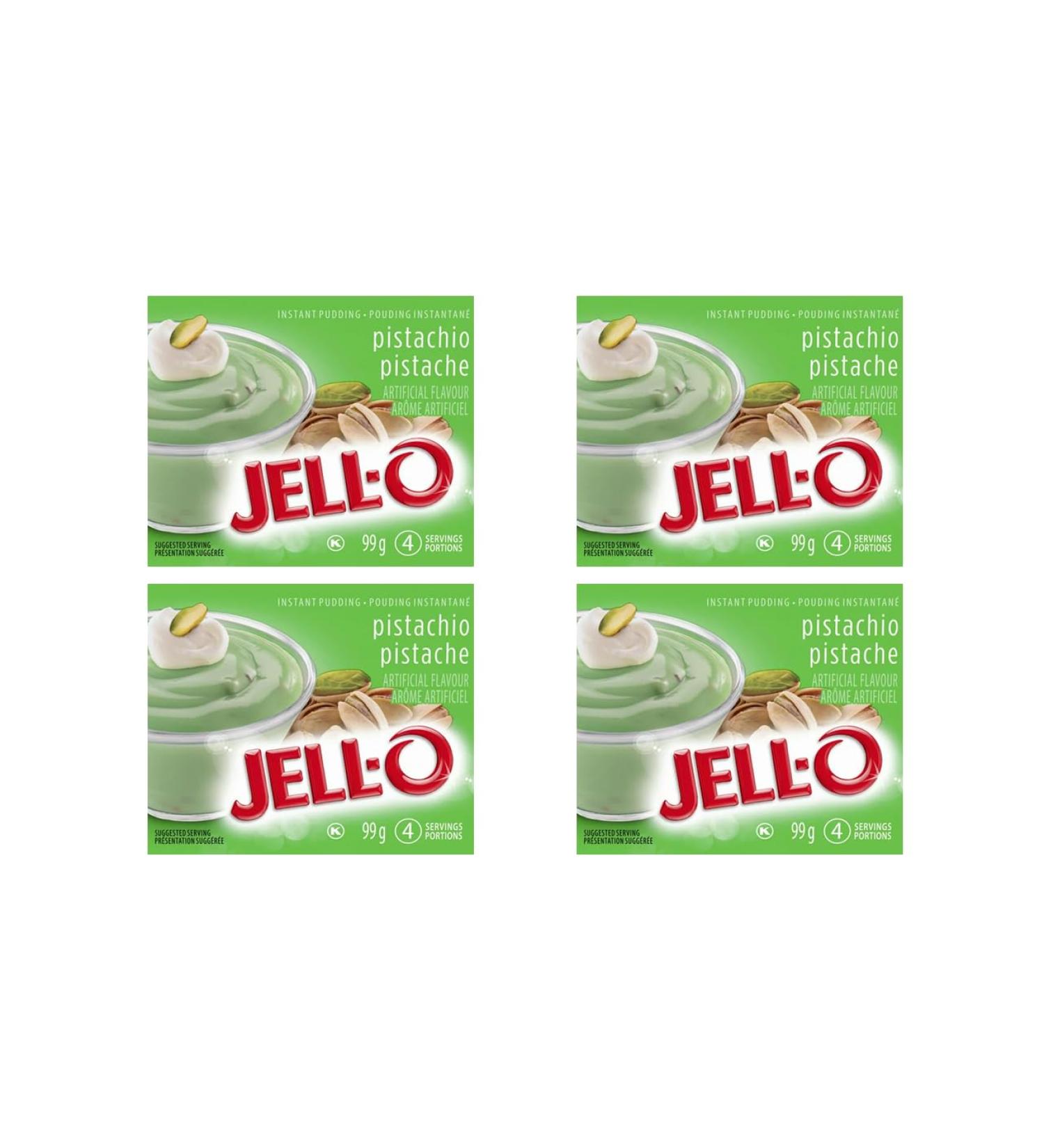 Pistachio Jell-O Instant Pudding Mix (4) Package Bundle (99g per package) - PLUS Bonus Big Maple Trivia Cards - Buy Online on GoSupps.com