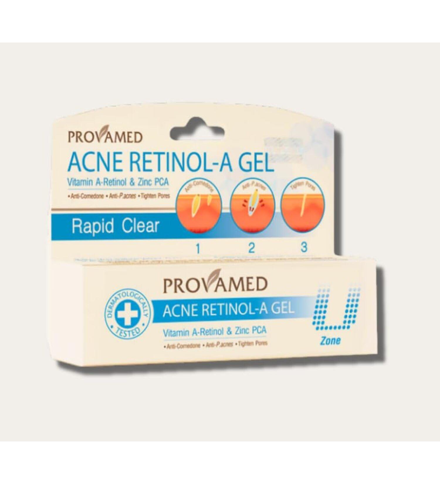PROVAMED Acne Retinol-A Gel with Vitamin A-Retinol & Zinc PCA 10 g. for Comedone Acne Tighten Pores - Buy Online on GoSupps.com