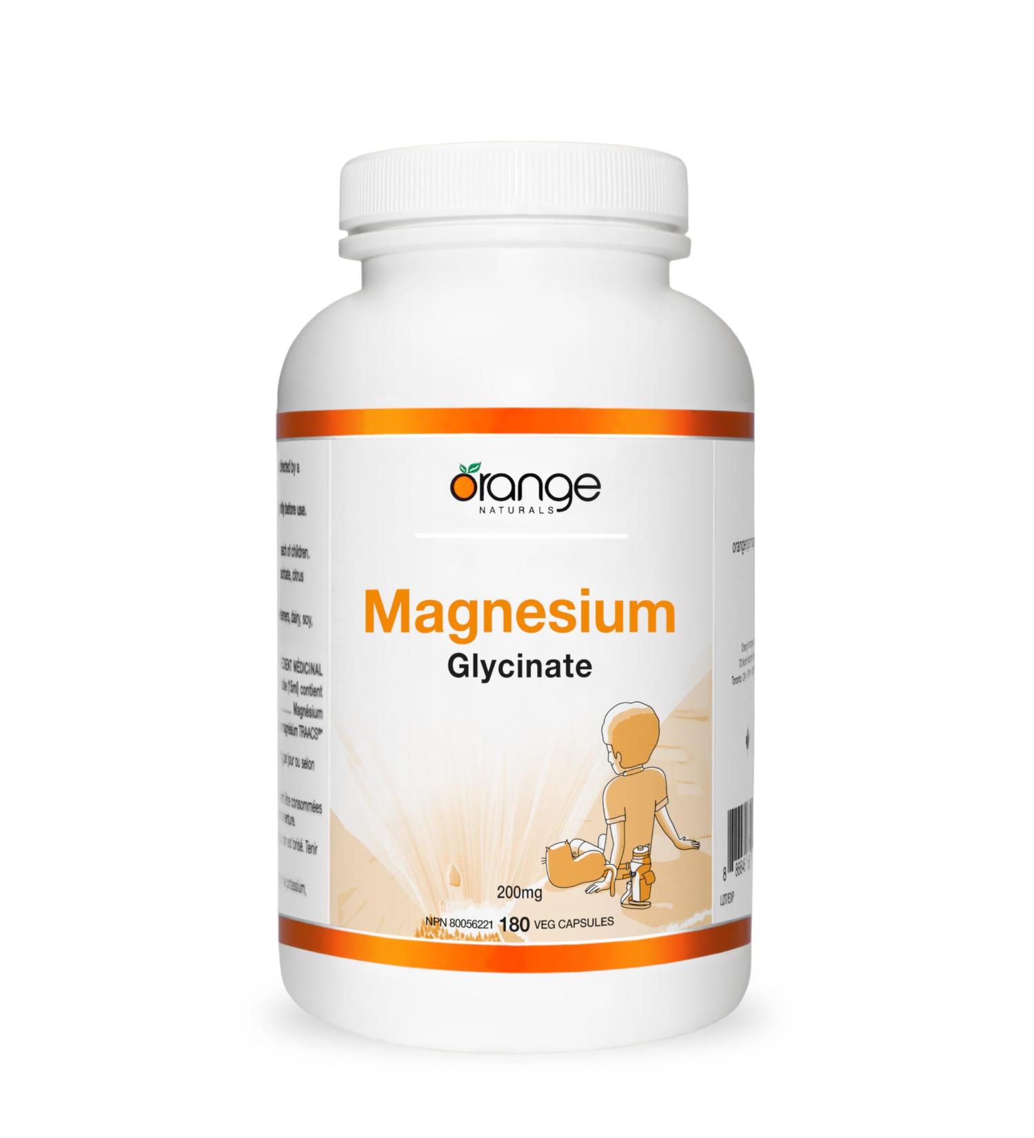 Orange Naturals - Magnesium Glycinate Supplement - 200mg 180 v-caps - For Healthy Bones Teeth Proper Muscle Function Pressure Relief & Promote Sleep Relaxation - Vegan - Highly Absorbable Form - Non GMO 180 count (Pack of 1) 200 mg - Buy Online on GoSupps.com