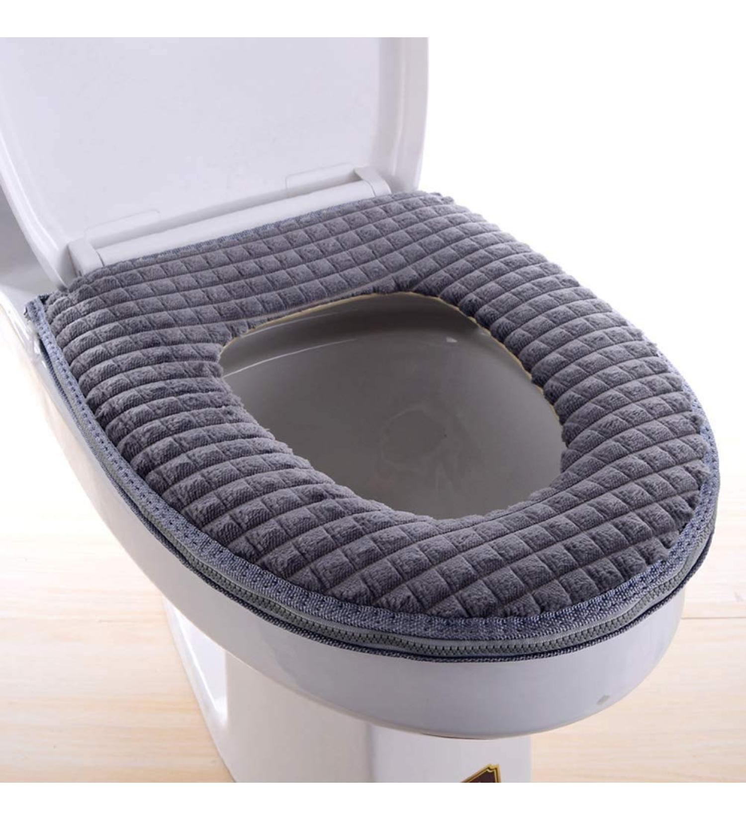 Bathroom Soft Toilet Seat Cover Pad - Washable & Comfortable - Fits Most Toilet Lids - Gray - Buy Online on GoSupps.com