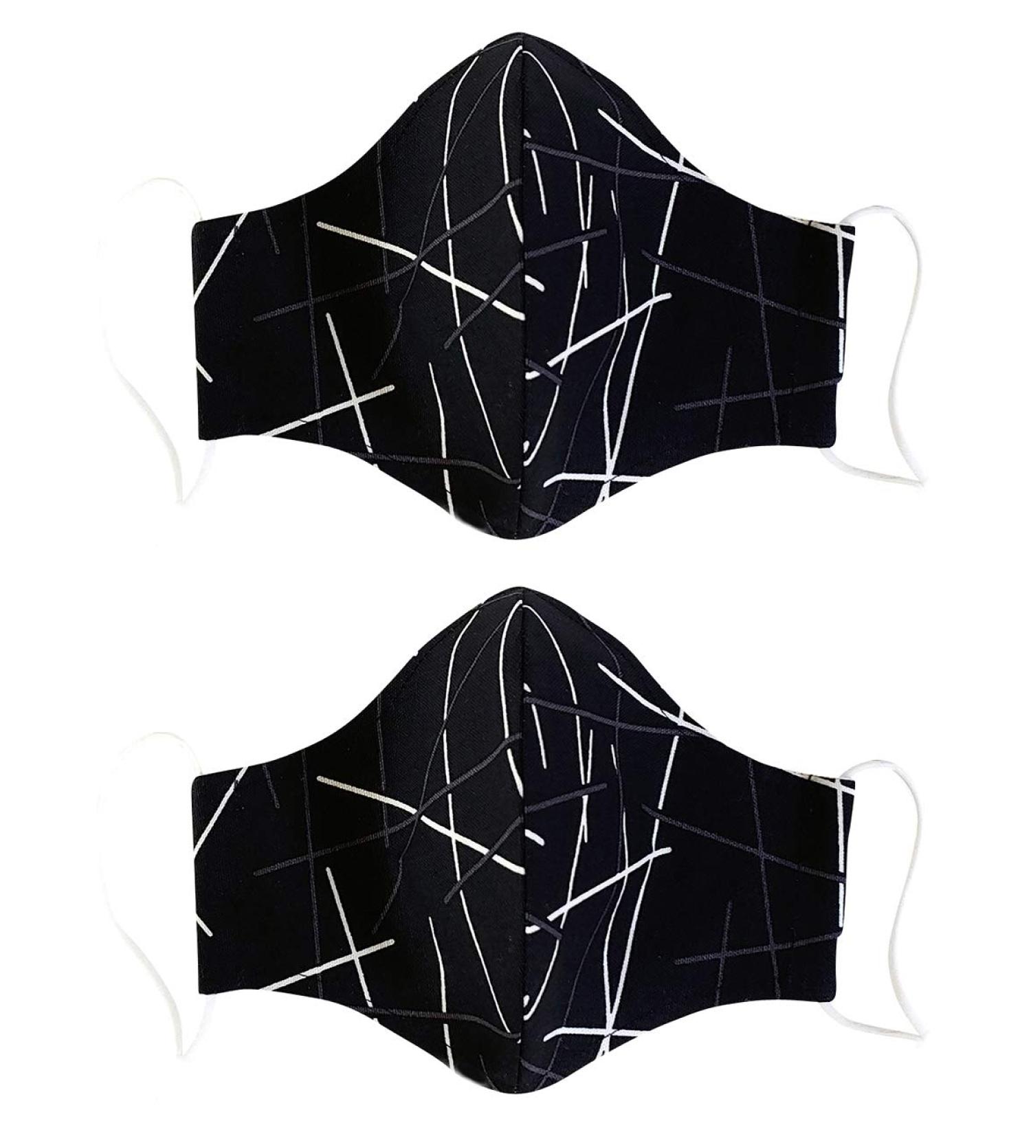 2Pack 100% Cotton Reusable Washable Adjustable Metal Strip Face Mouth Mask Double Layer Anti-Dust Fashion Flower Outdoor Cloth Cover Black - Buy Online on GoSupps.com