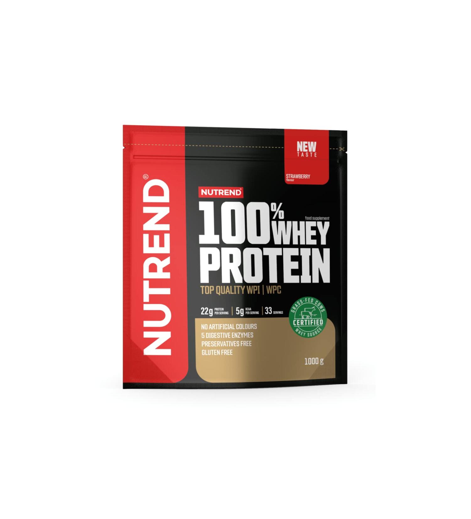 Nutrend 100% Whey Protein Bag 1000 g Strawberry super solubility super taste