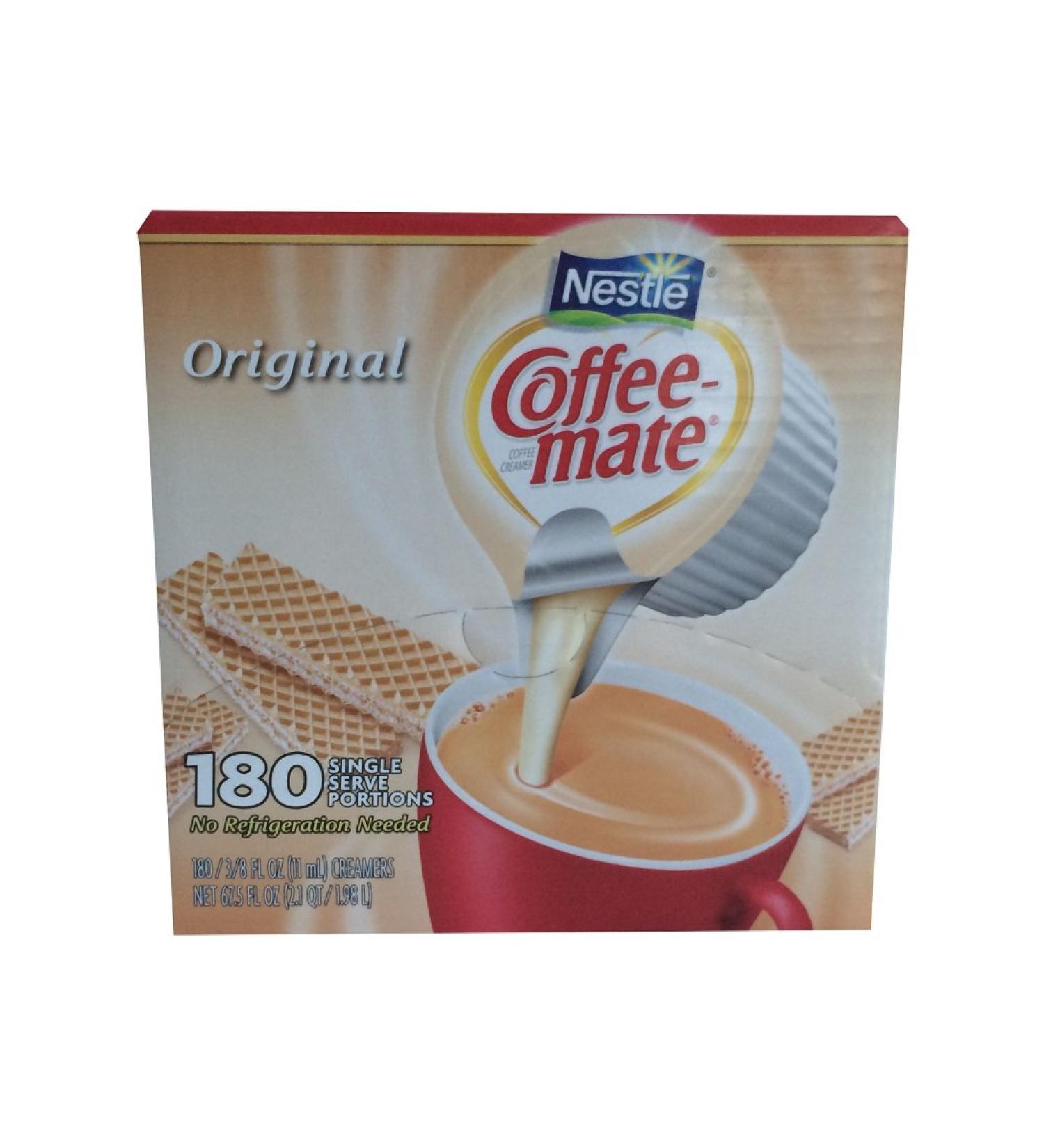 Coffee-mate 753032 Liquid Coffee Creamer, Original, 0.375 oz Mini-Cups, 180 per Box