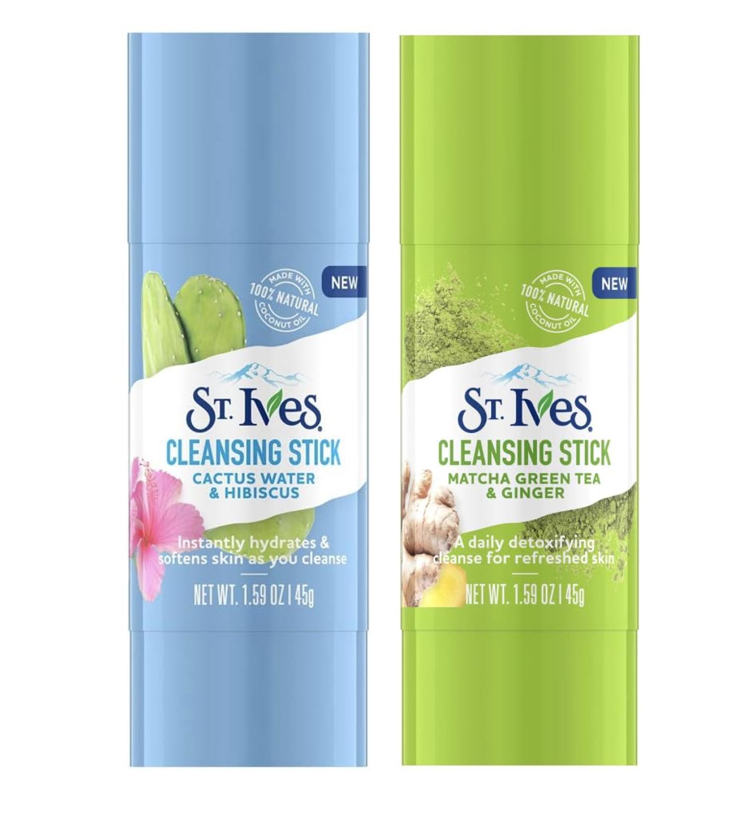 Buy St. Ives Cleansing Stick - Cactus Water & Hibiscus + Matcha Green Tea & Ginger (Pack of 2) | International Shipping Available - Buy Online on GoSupps.com