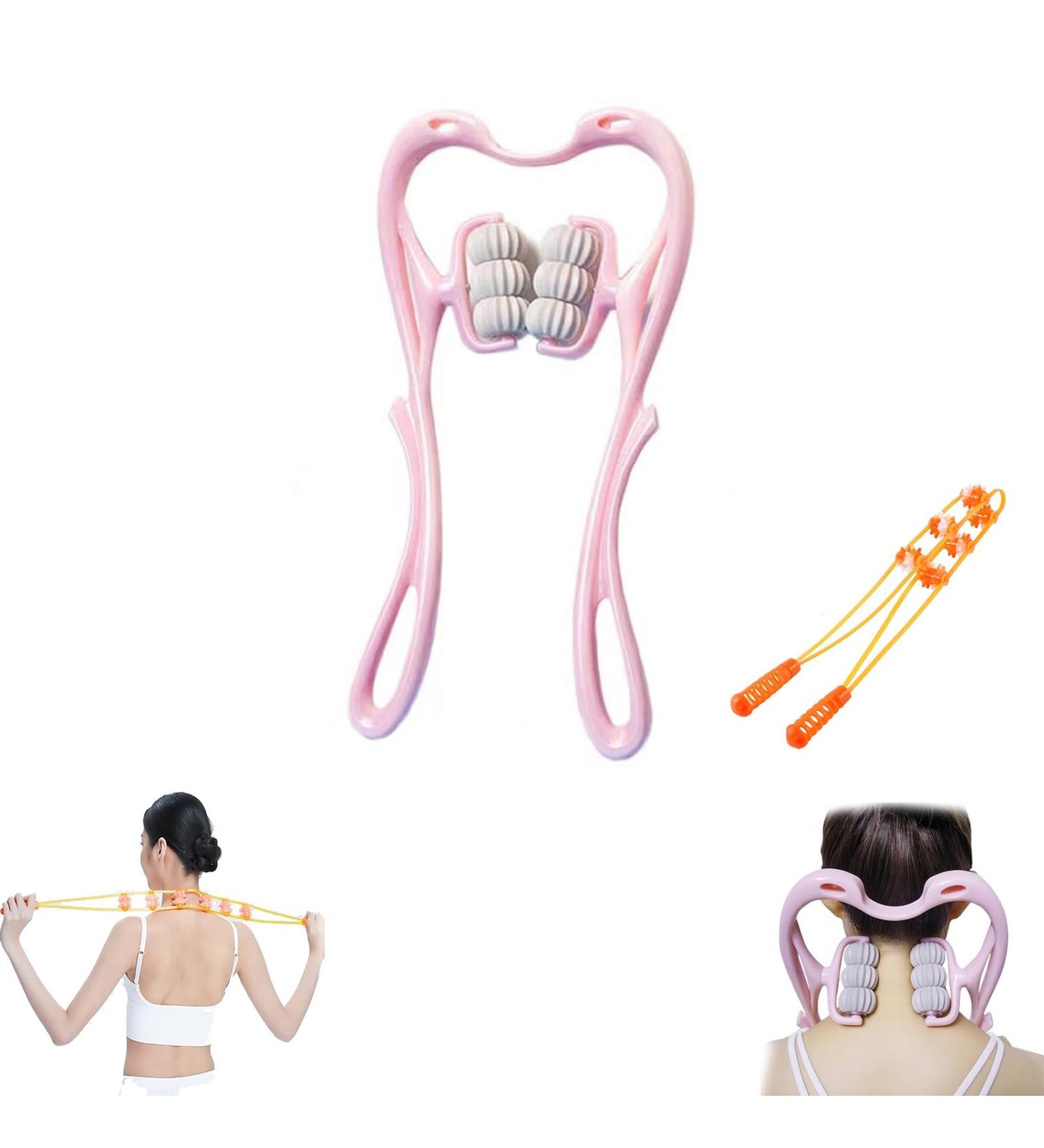 2024 Handheld Neck Massage Device with Back Massager - Pink Nocolate Till Roller with 6 Balls for Pain Relief in Neck Shoulders & Legs - Buy Online on GoSupps.com