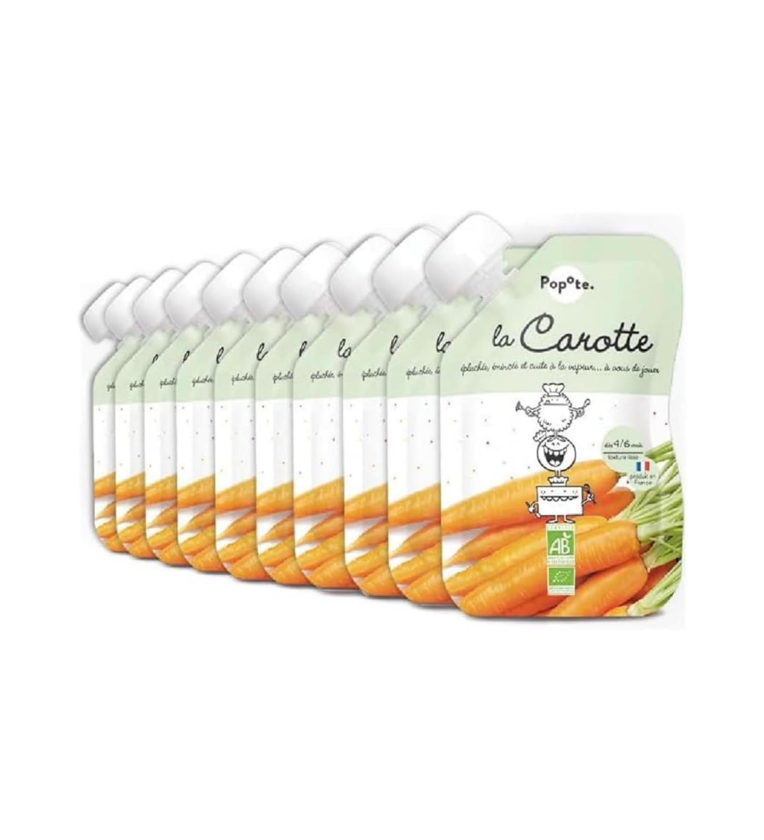 POPOTE - Pur e Carottes Bio - D s 4/6 Mois - Gourde Individuelle 120g - Recette Lisse quilibr e - Premi re D couverte des L gumes Diversification Alimentaire - Format Pratique - Pack 10 x 120g - Buy Online on GoSupps.com