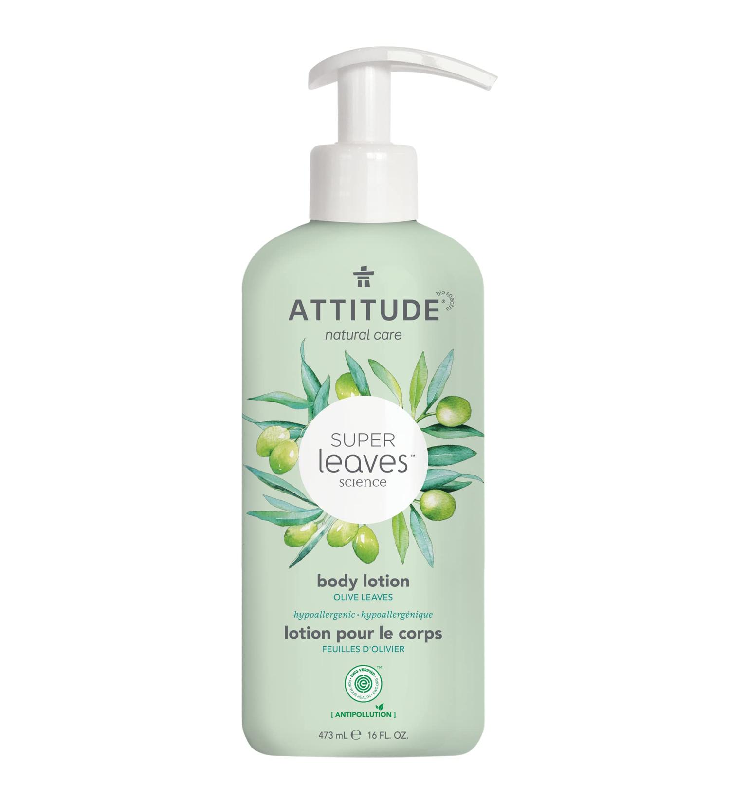 ATTITUDE Natural Body Lotion 16 Fl Oz - Vegan, Hypoallergenic Daily Moisturizer with Olive Leaves - Buy Online on GoSupps.com