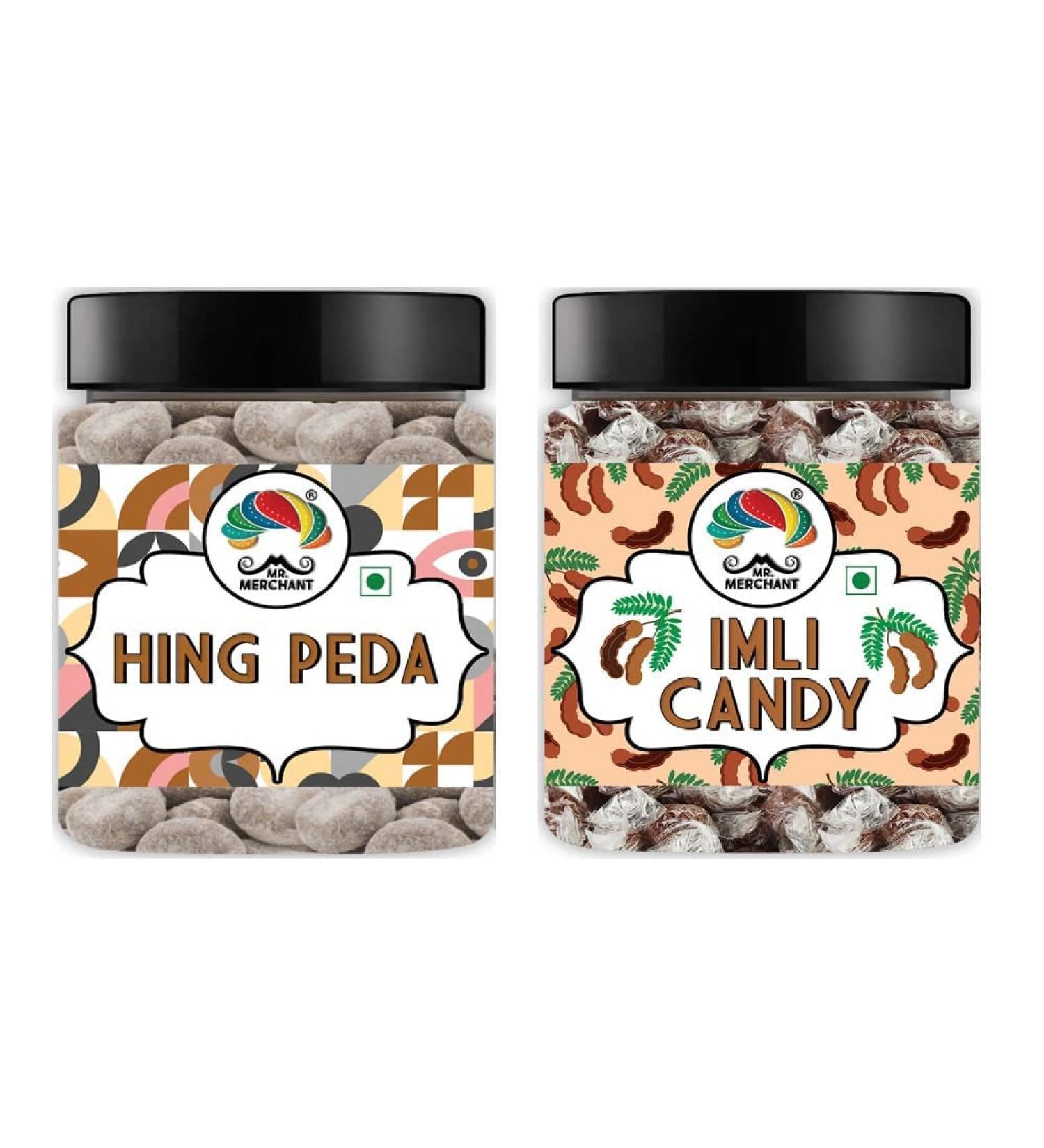 Mr. Merchant Hing peda (300g) & Tamarind / imli Candy (300g) Mouth Freshener Digestive After-Meal Mukhwas Combo (Pack of 2) _Packing May Vary - Buy Online on GoSupps.com