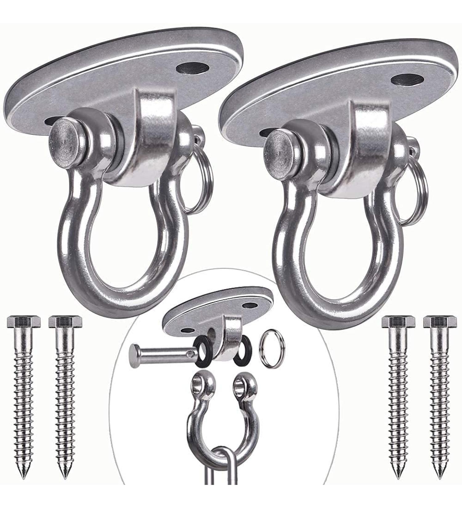 BeneLabel 2000 LB Capacity Permanent Antirust Stainless Steel Swing Hangers - Set of 2 | Heavy Duty Hardware for Yoga Hammocks, Sandbags, and Swing Sets - Buy Online on GoSupps.com