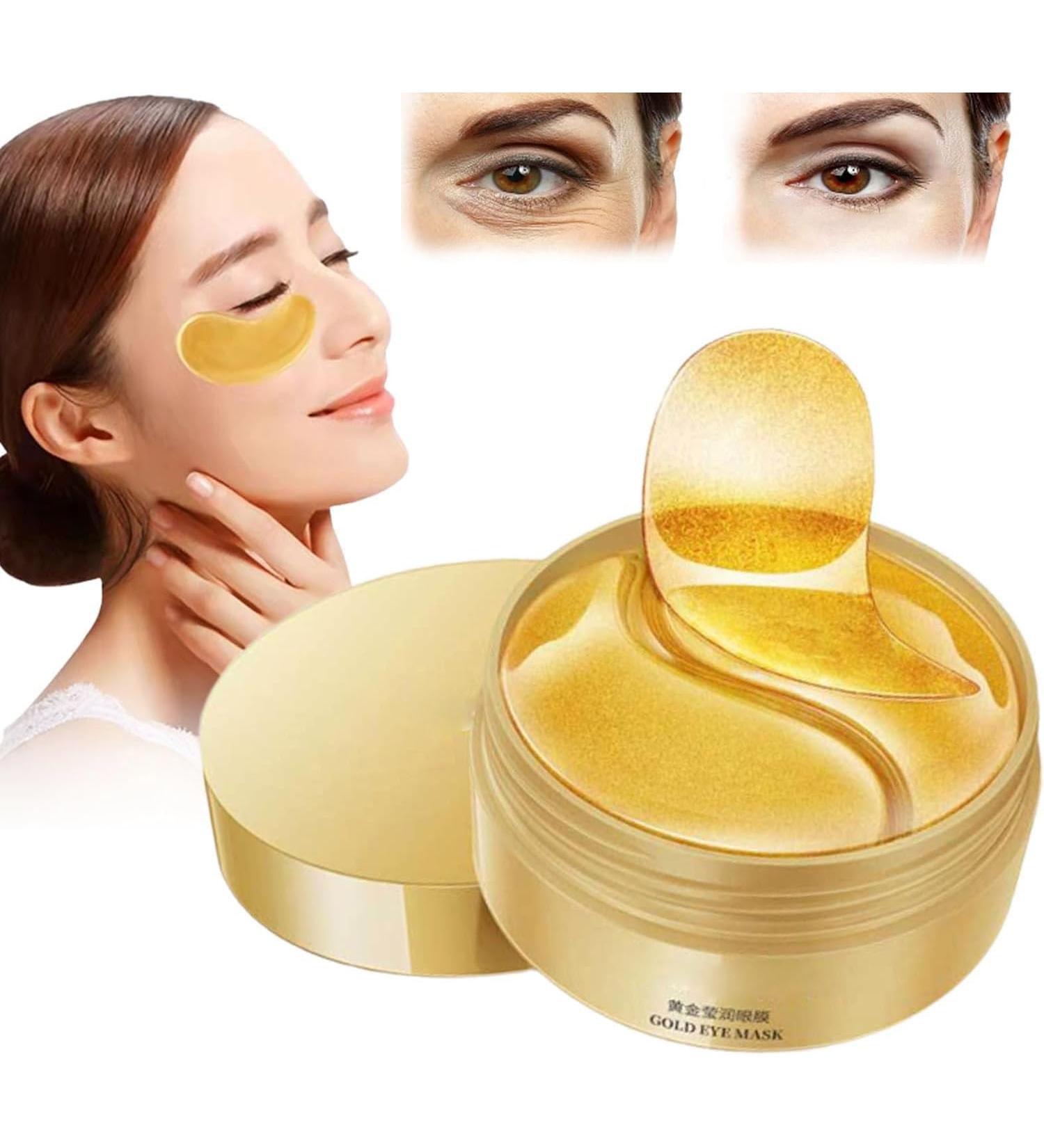 Houmai Gold Eye Mask - Anti-Aging 24k Gold Essence Eye Patch for Dark Circles Puffiness & Moisturizing Skin Care (2 Boxes) - All Skin Types - Buy Online on GoSupps.com
