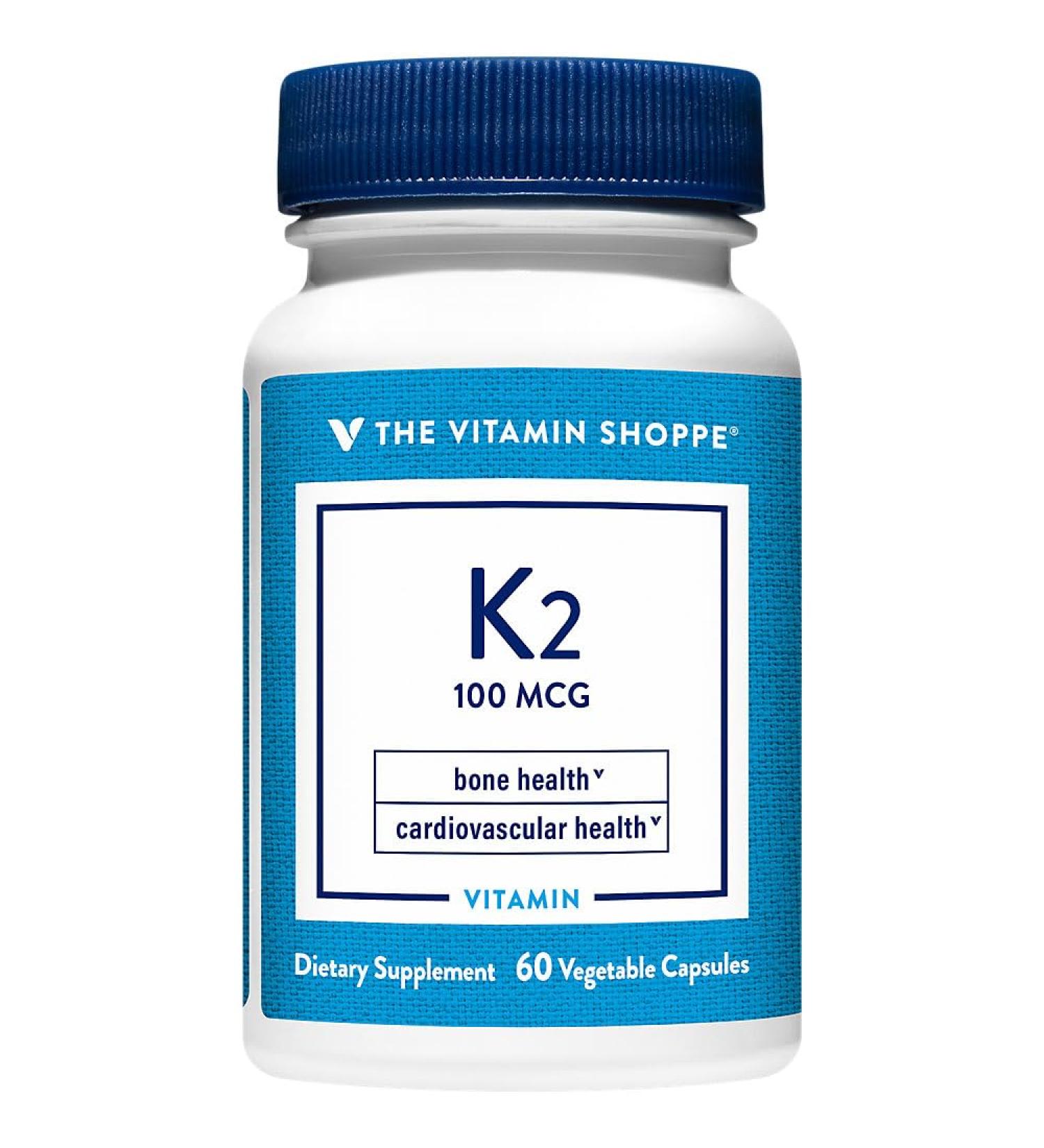 The Vitamin Shoppe Vitamin K2 MK-7 100 MCG - Bone Density & Arterial Health | Menaquinone-7 | 60 Capsules | Vegan 60 Count (Pack of 1) - Buy Online on GoSupps.com