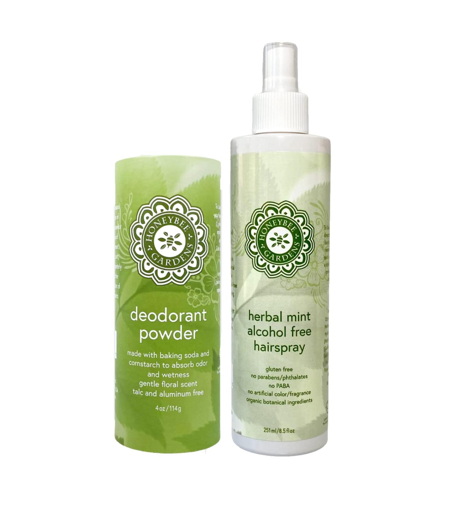 Honeybee Gardens Alcohol Free Hairspray + Talc Free Deodorant Powder Bundle - Buy Online on GoSupps.com