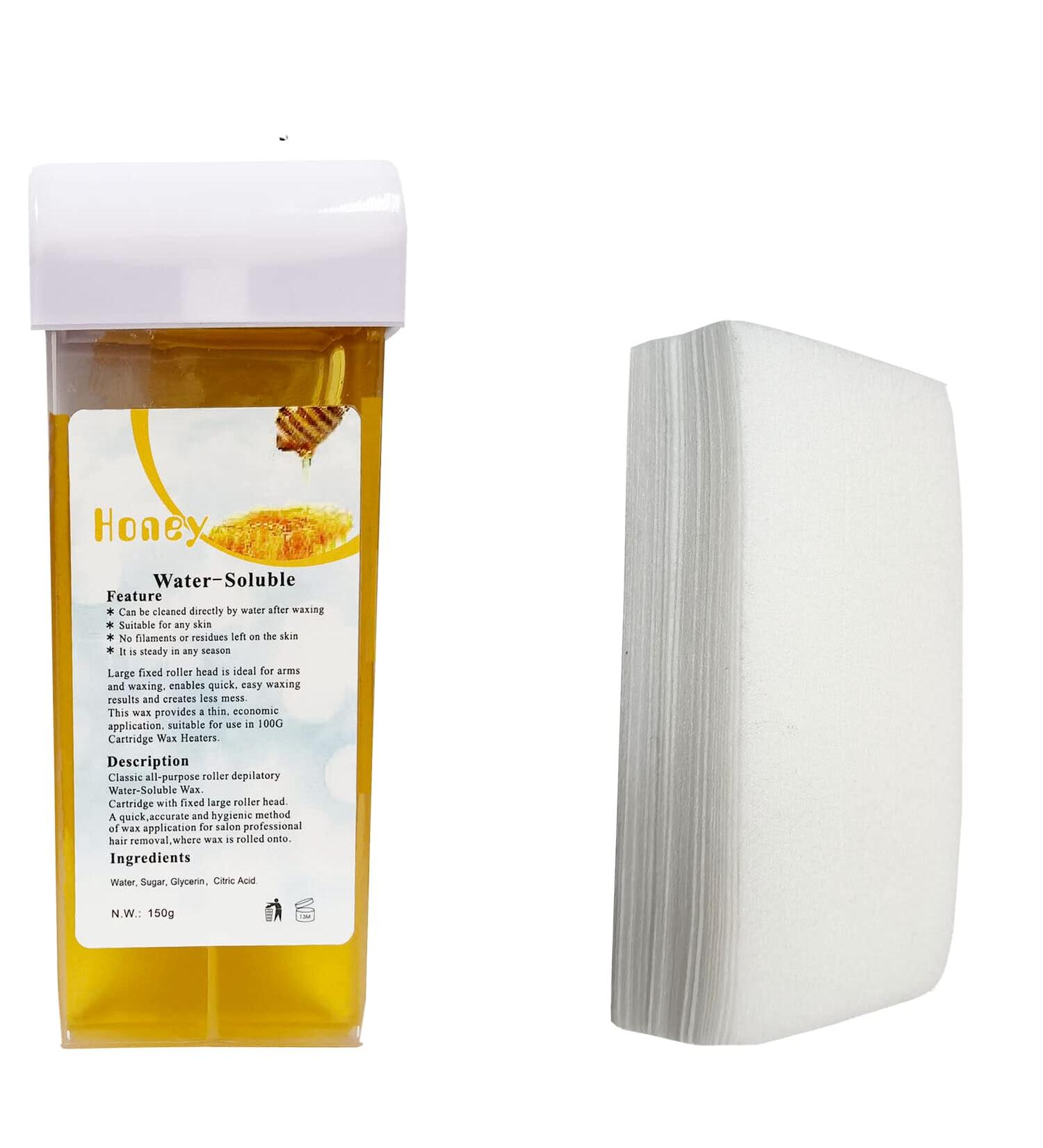 1 Honey Wax Cartridge With 50 Paper Waxing Strips Kit Sugar Cartridges Warm Paste Pack ROLL-ON Hot Wax Roller Hair Removal Depilatory 100ml Waxing Hot Rolling Soft Gentle Remover - Buy Online on GoSupps.com