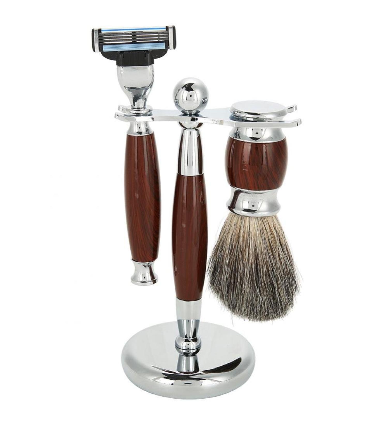 Premium 5-Part Men's Shaving Set | Beard Care Kit with 3-Layer Razor Brushes & Soap - International Shipping Available - Buy Online on GoSupps.com