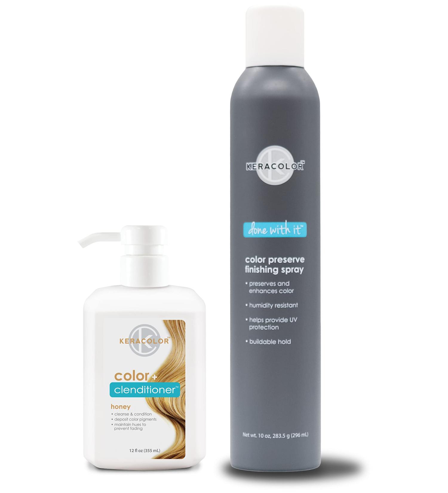 KERACOLOR Kit of 3-in-1 (Cleanse + Conditioner + Color) Honey Semi-Permanent Hair Dye and Finishing Hair Spray 10oz - Buy Online on GoSupps.com